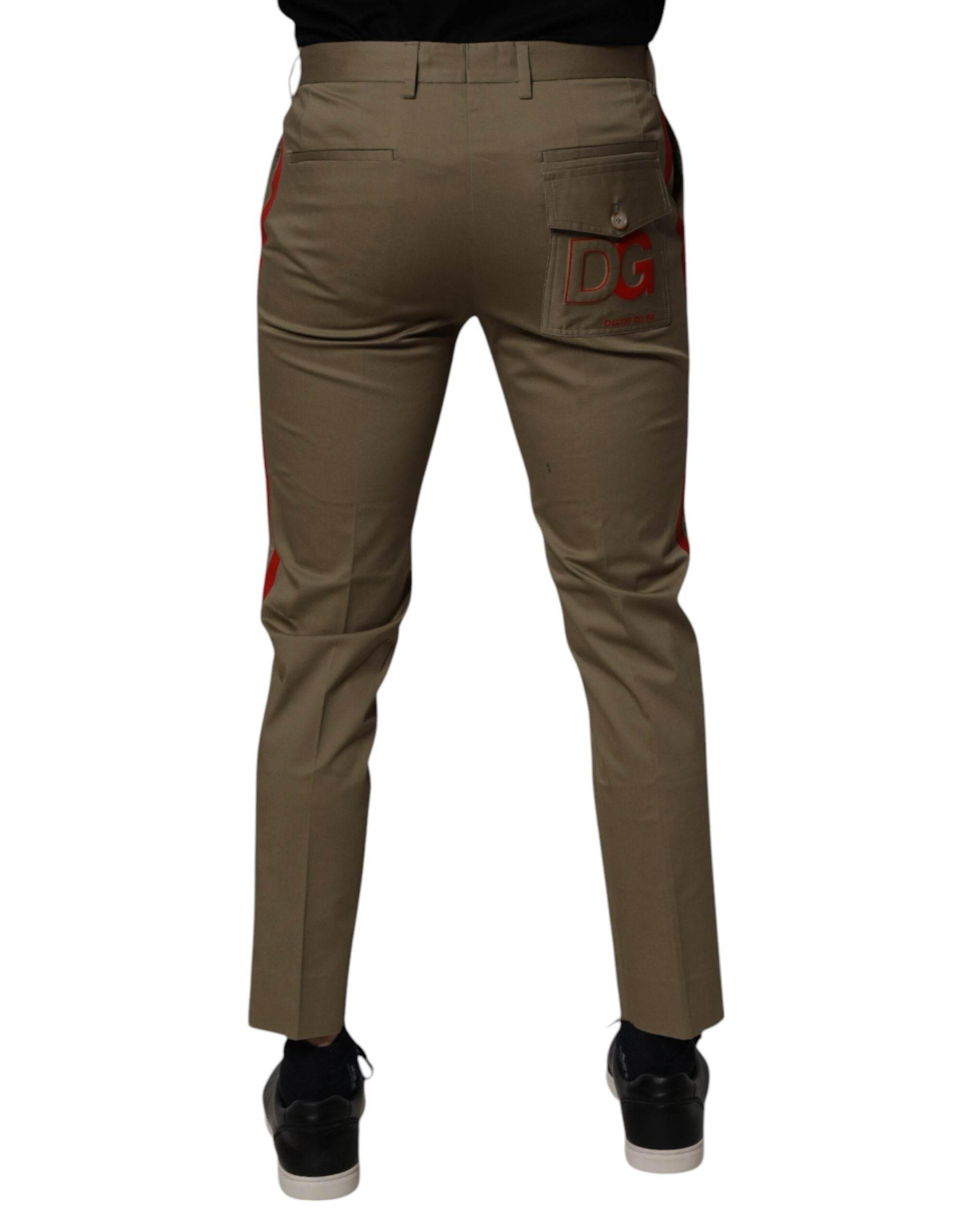 Dolce & Gabbana Dark Khaki Cotton Tapered Pants - Hilstor