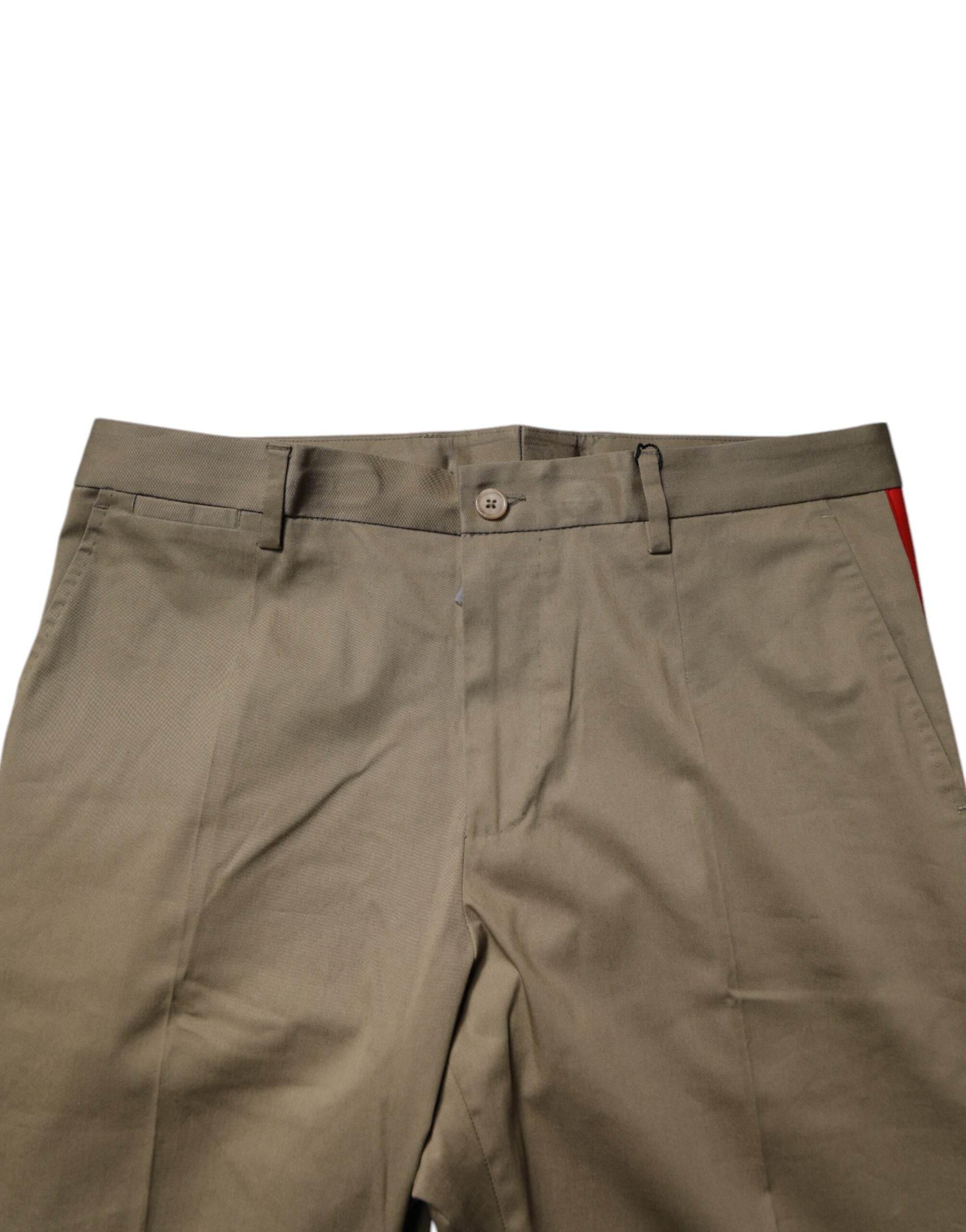 Dolce & Gabbana Dark Khaki Cotton Tapered Pants - Hilstor