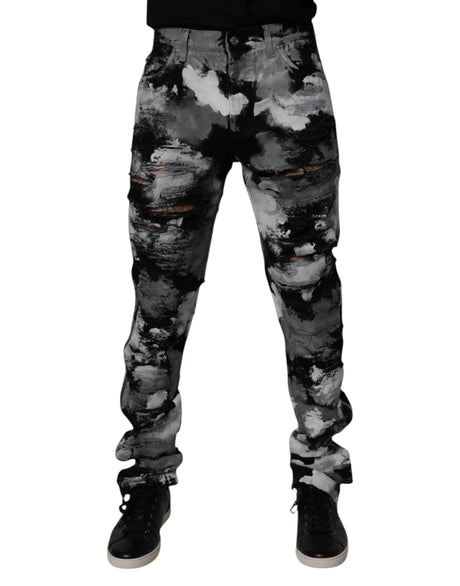 Dolce & Gabbana Multicolor Camouflage Tattered Skinny Denim Jeans - Hilstor