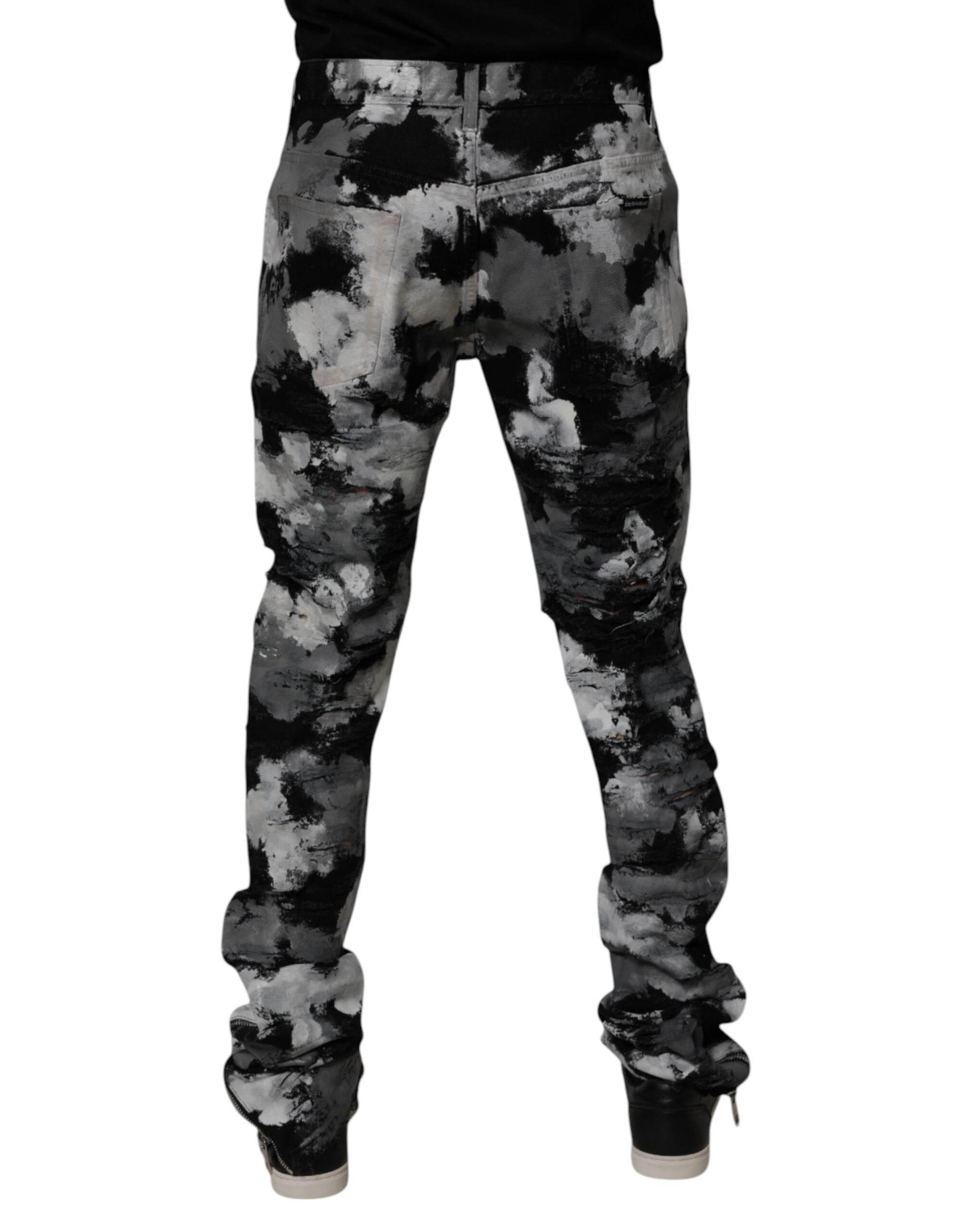 Dolce & Gabbana Multicolor Camouflage Tattered Skinny Denim Jeans - Hilstor