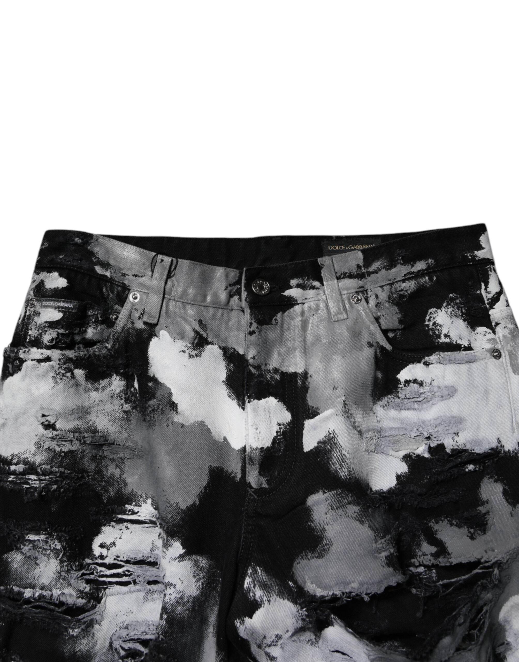 Dolce & Gabbana Multicolor Camouflage Tattered Skinny Denim Jeans - Hilstor