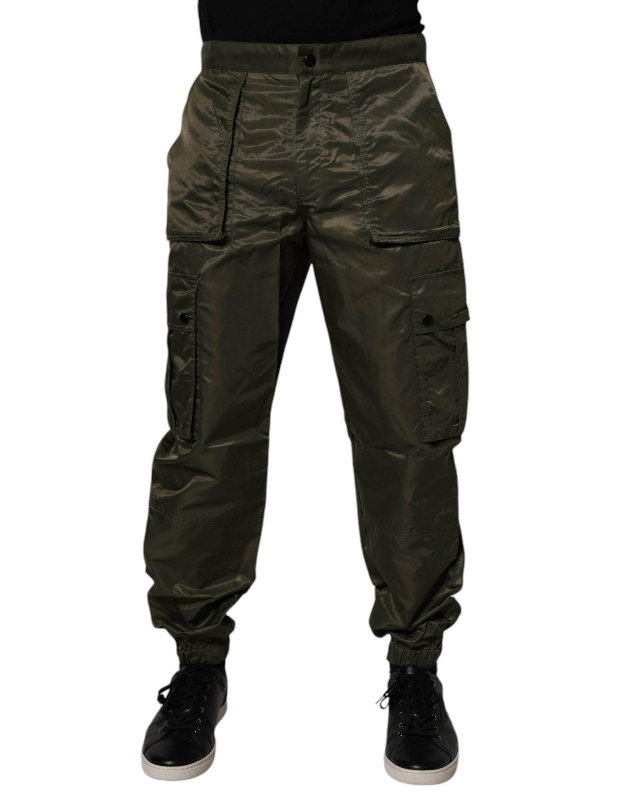 Dolce & Gabbana Dark Green Nylon Cargo Pants - Hilstor
