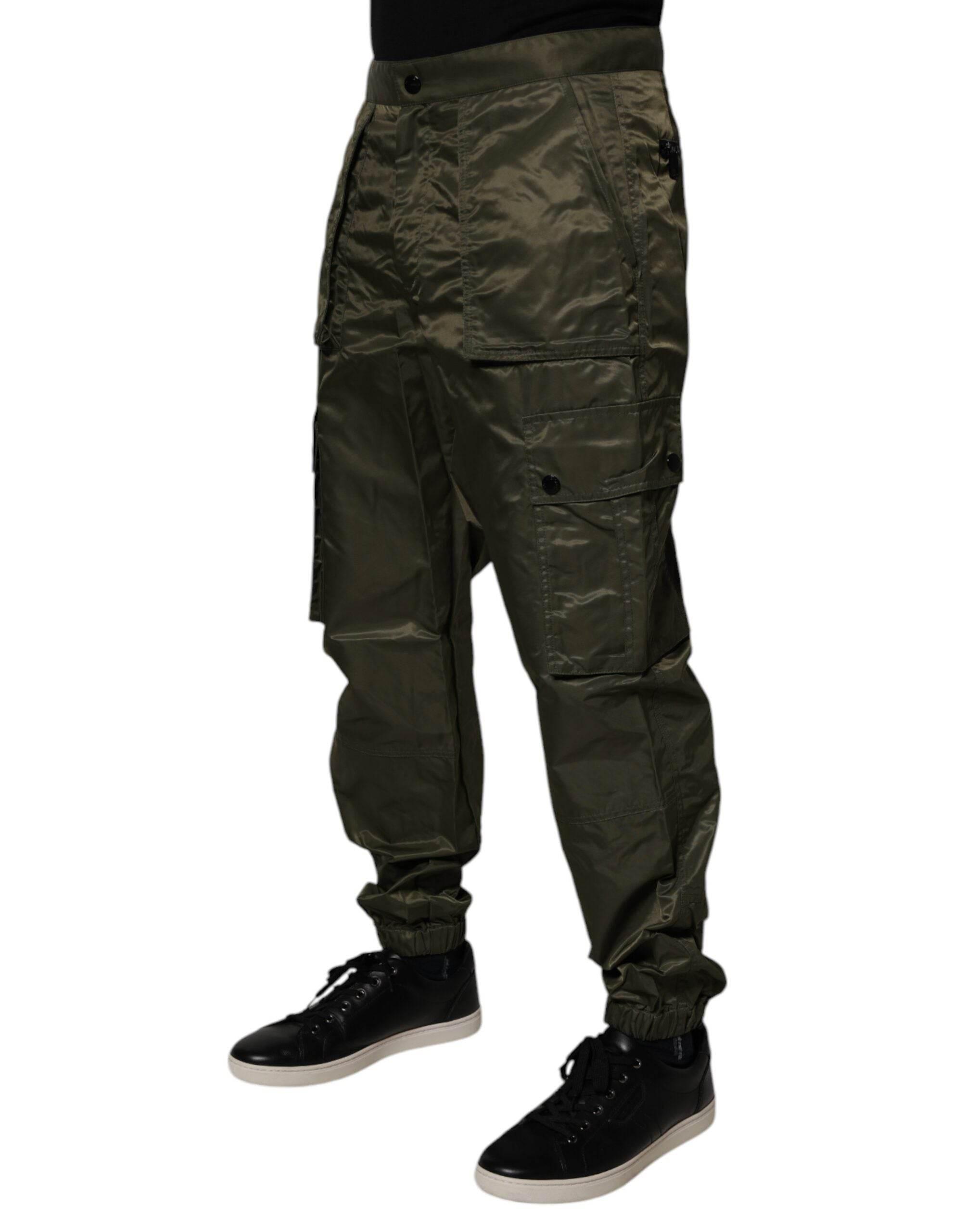 Dolce & Gabbana Dark Green Nylon Cargo Pants - Hilstor