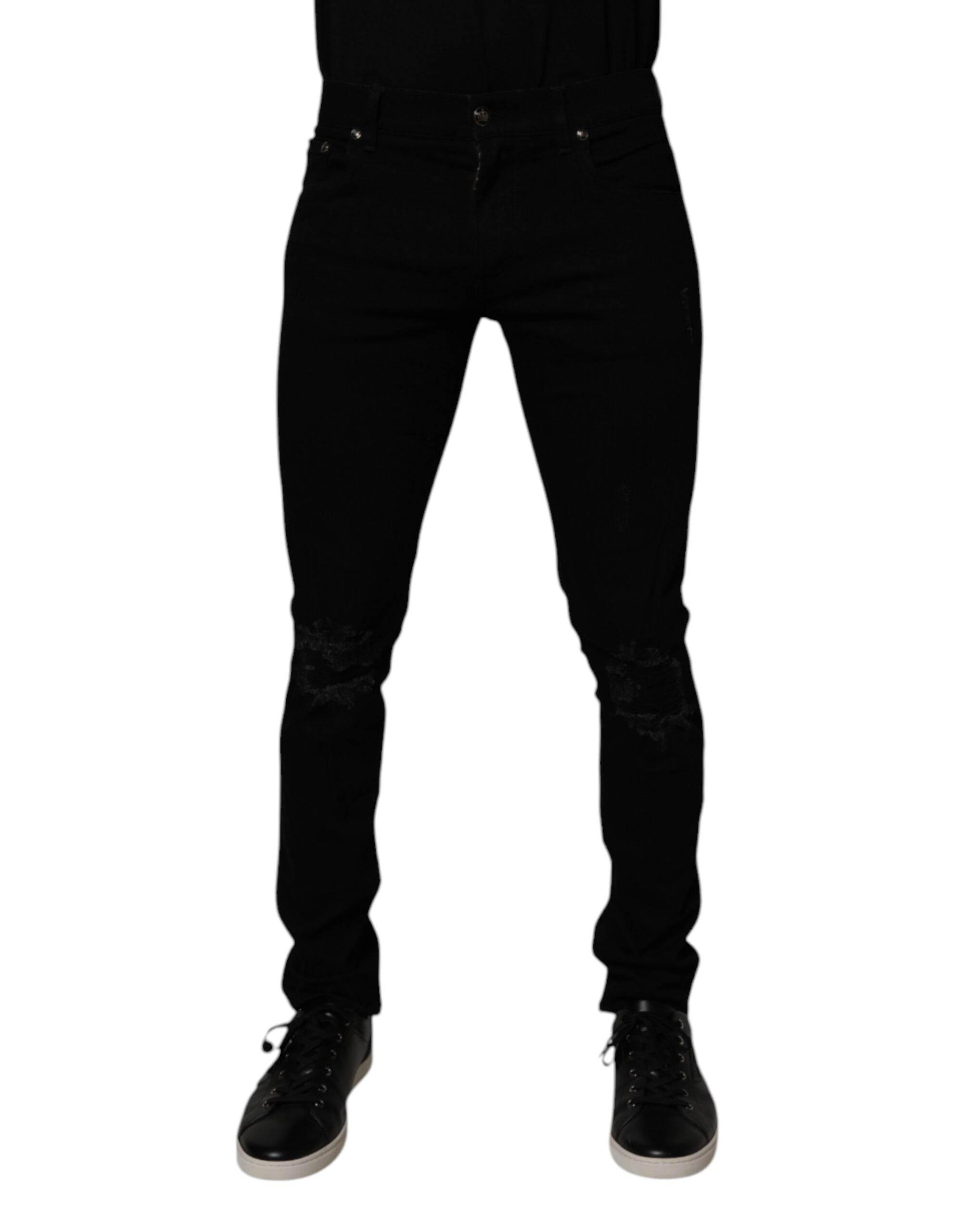 Dolce & Gabbana Black Cotton Stretch Skinny Men Denim Jeans - Hilstor