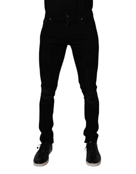 Dolce & Gabbana Black Cotton Stretch Skinny Men Denim Jeans - Hilstor