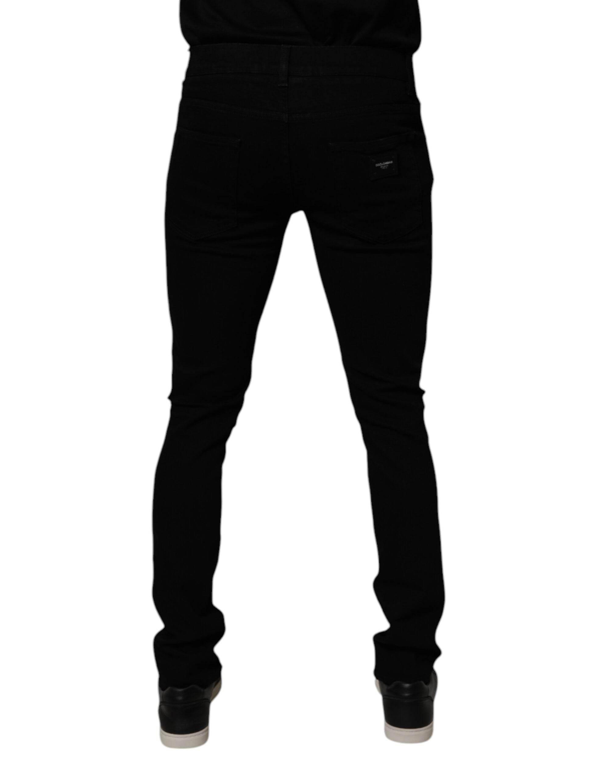 Dolce & Gabbana Black Cotton Stretch Skinny Men Denim Jeans - Hilstor