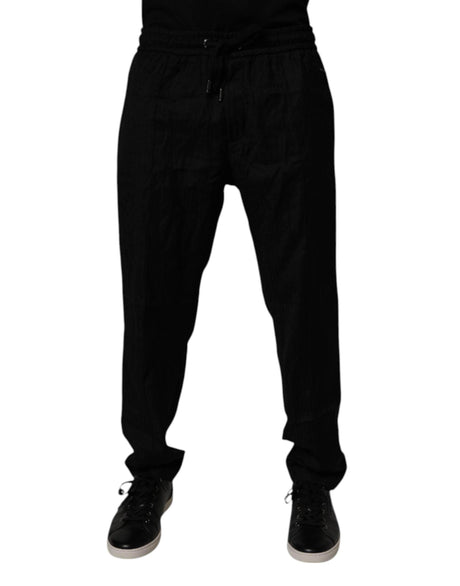 Dolce & Gabbana Black Wool Jogger Sweatpants Pants - Hilstor