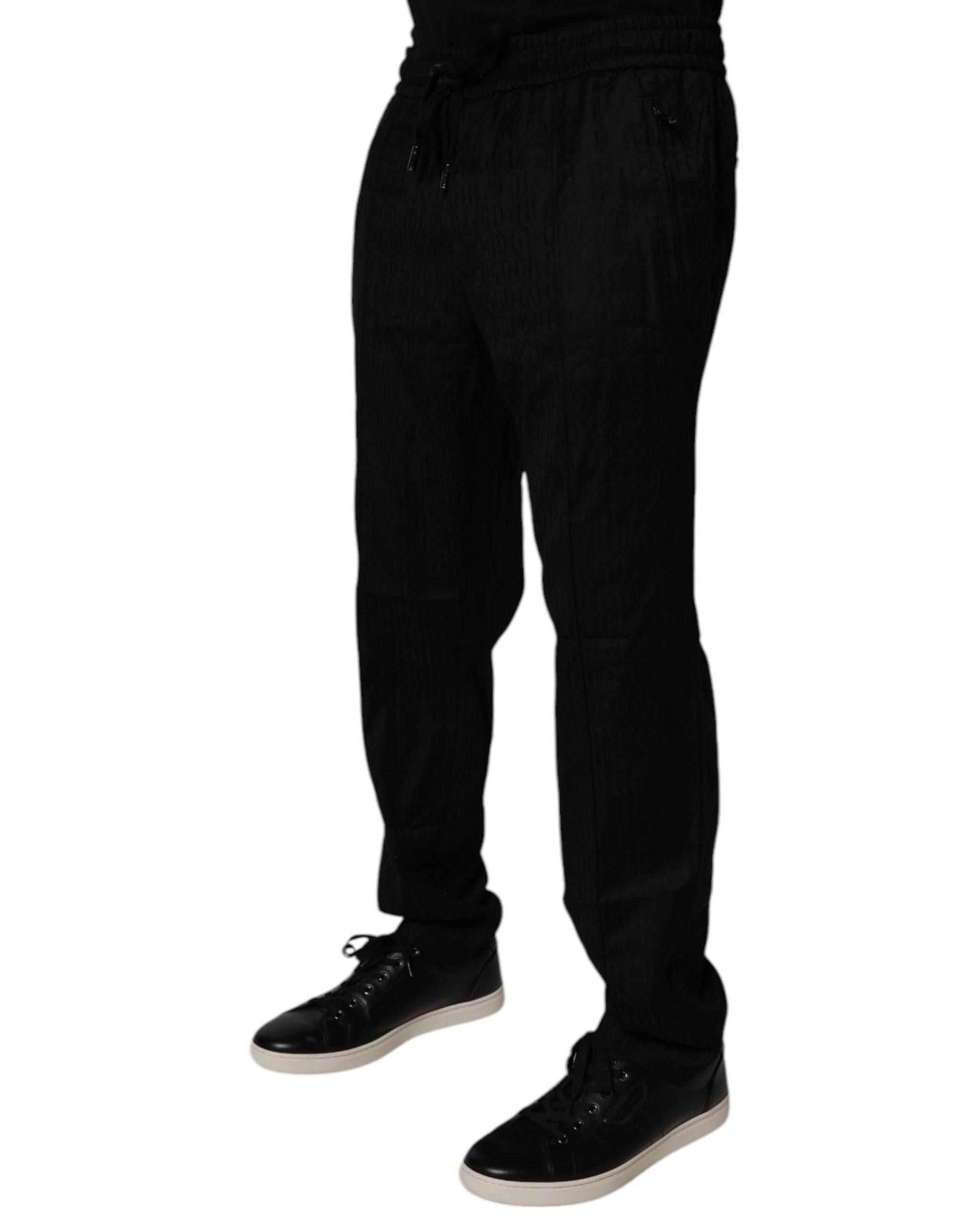Dolce & Gabbana Black Wool Jogger Sweatpants Pants - Hilstor