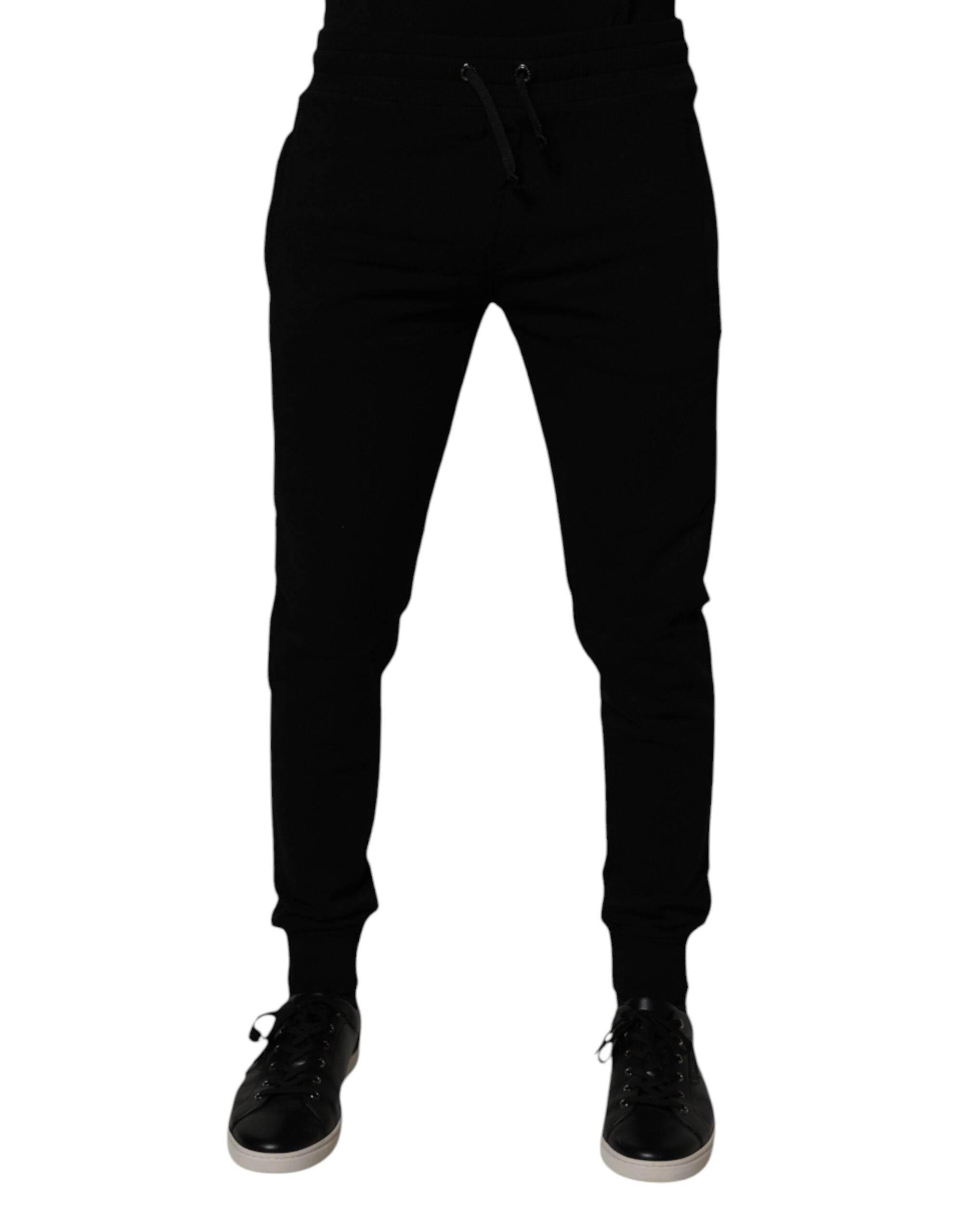 Dolce & Gabbana Black Cotton Jogger Sweatpants Pants - Hilstor