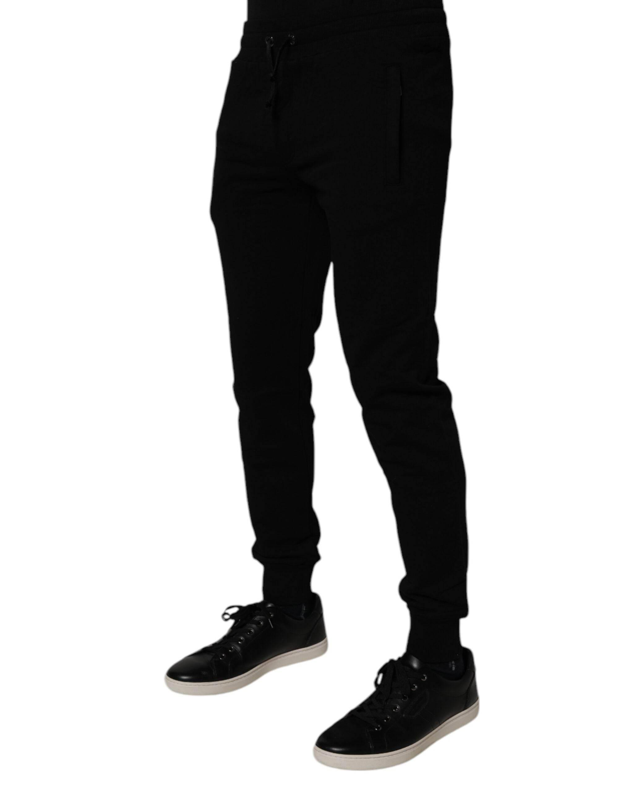 Dolce & Gabbana Black Cotton Jogger Sweatpants Pants - Hilstor