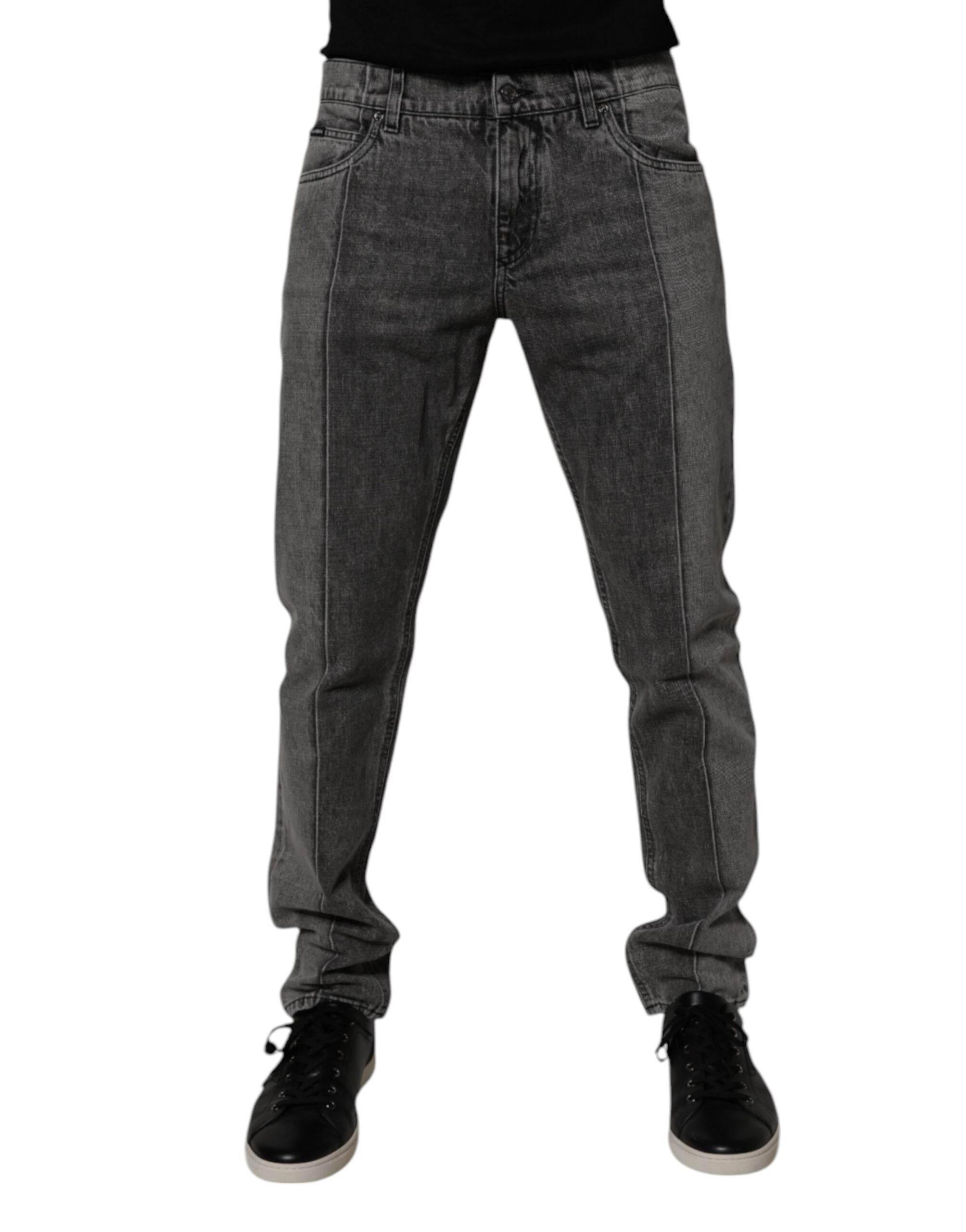 Dolce & Gabbana Two Tone Gray Cotton Denim Jeans - Hilstor