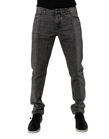 Dolce & Gabbana Two Tone Gray Cotton Denim Jeans - Hilstor