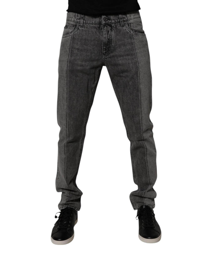 Dolce & Gabbana Two Tone Gray Cotton Denim Jeans - Hilstor