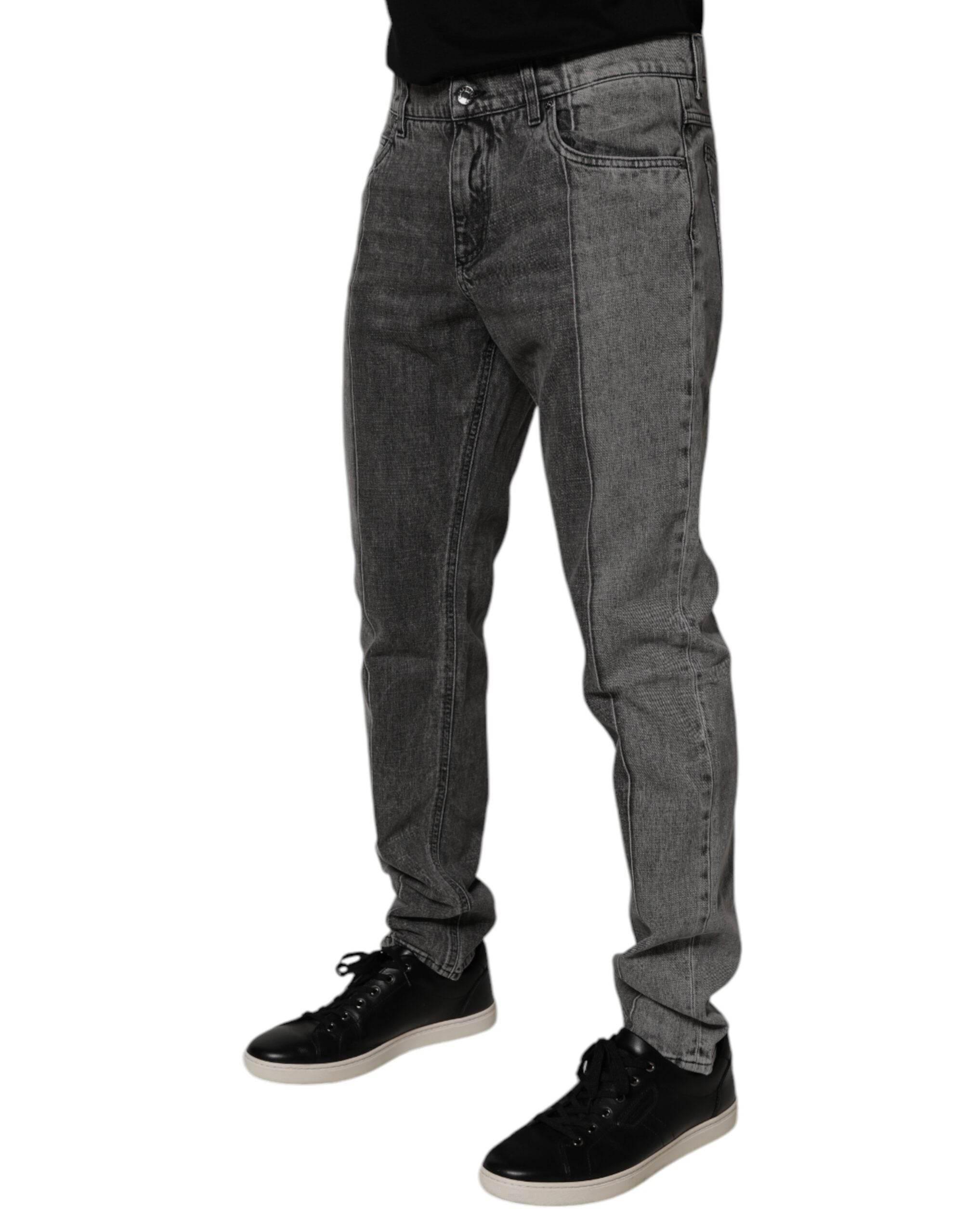 Dolce & Gabbana Two Tone Gray Cotton Denim Jeans - Hilstor