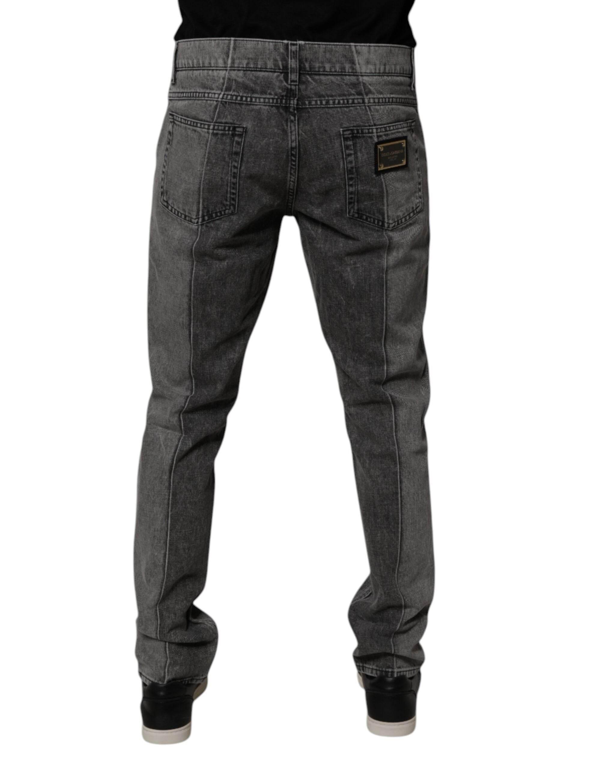 Dolce & Gabbana Two Tone Gray Cotton Denim Jeans - Hilstor