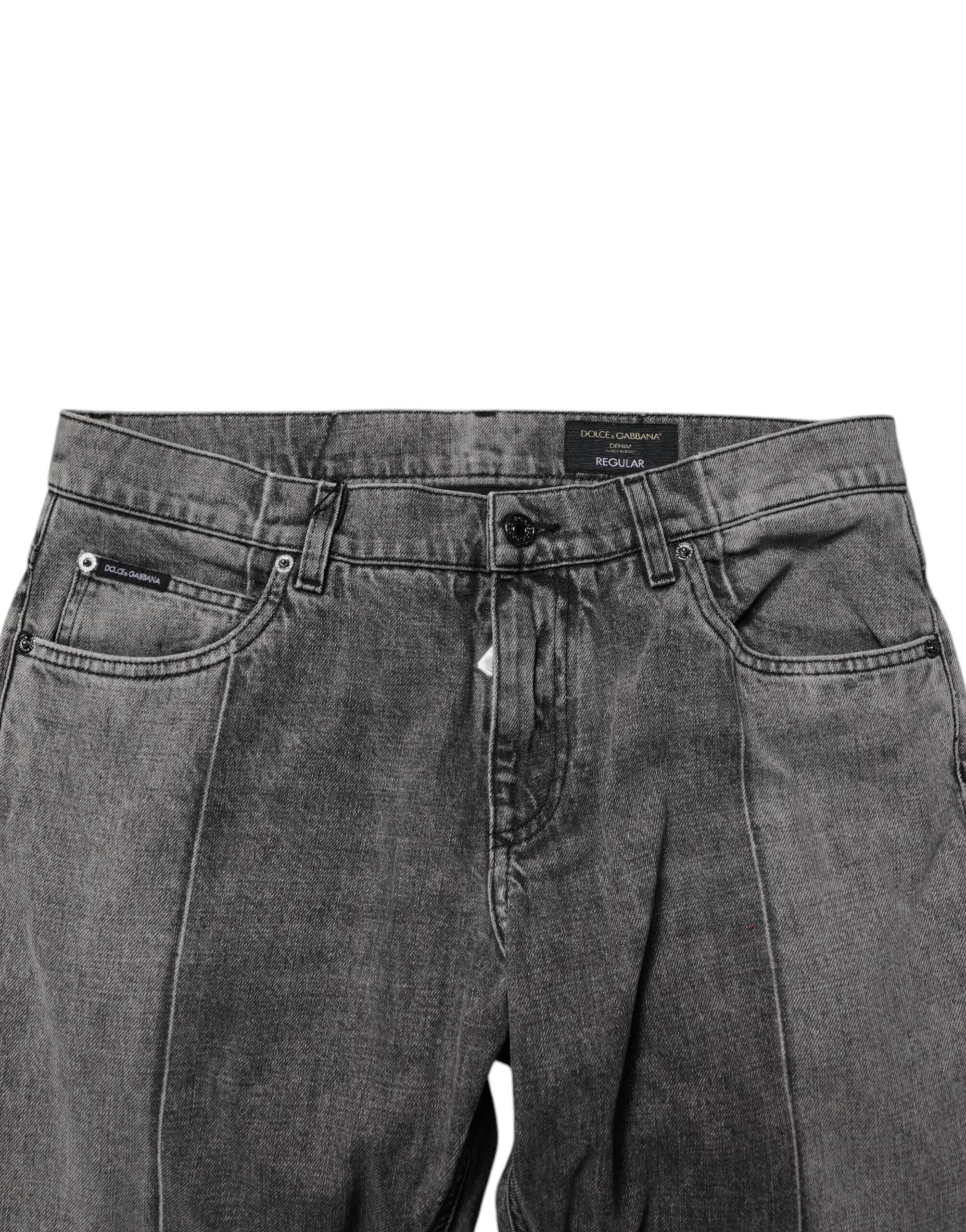 Dolce & Gabbana Two Tone Gray Cotton Denim Jeans - Hilstor
