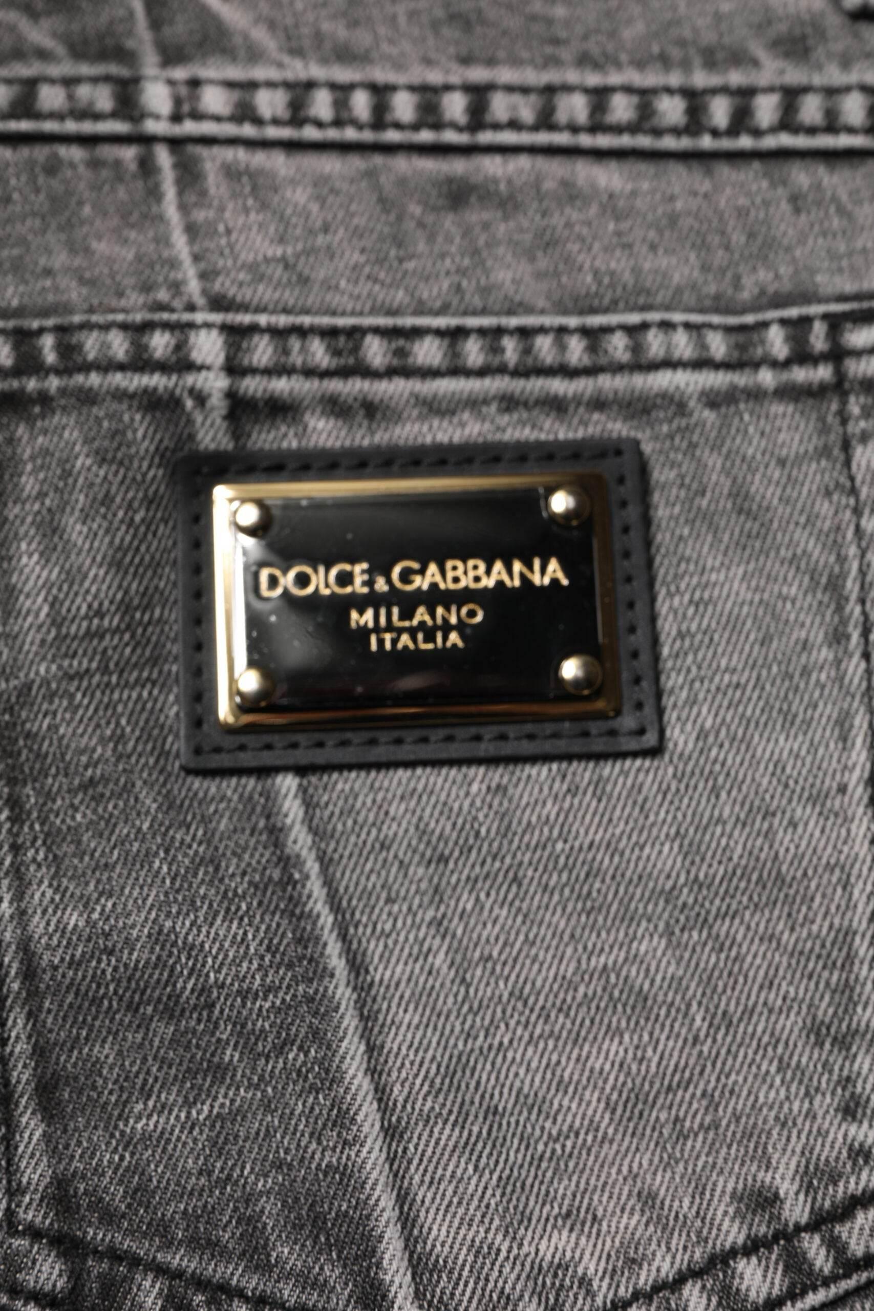 Dolce & Gabbana Two Tone Gray Cotton Denim Jeans - Hilstor