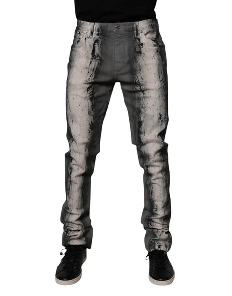 Dolce & Gabbana Gray Tie Dye Cotton Skinny Men Denim Jeans - Hilstor