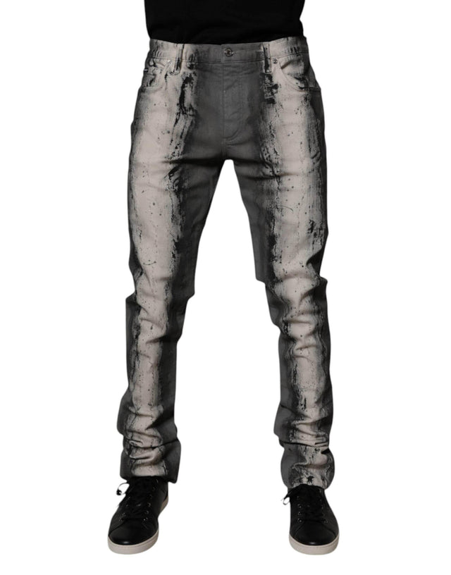 Dolce & Gabbana Gray Tie Dye Cotton Skinny Men Denim Jeans - Hilstor