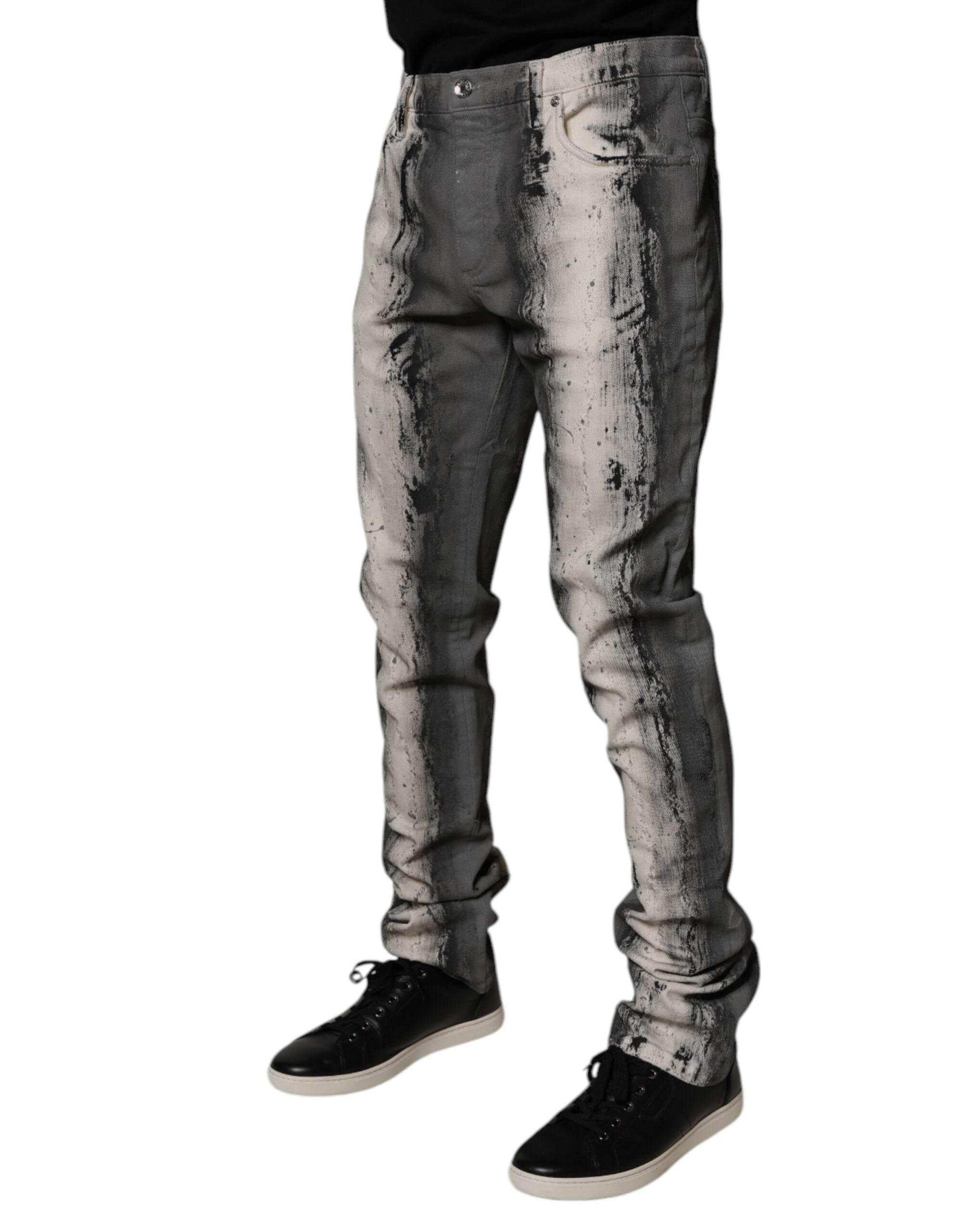 Dolce & Gabbana Gray Tie Dye Cotton Skinny Men Denim Jeans - Hilstor