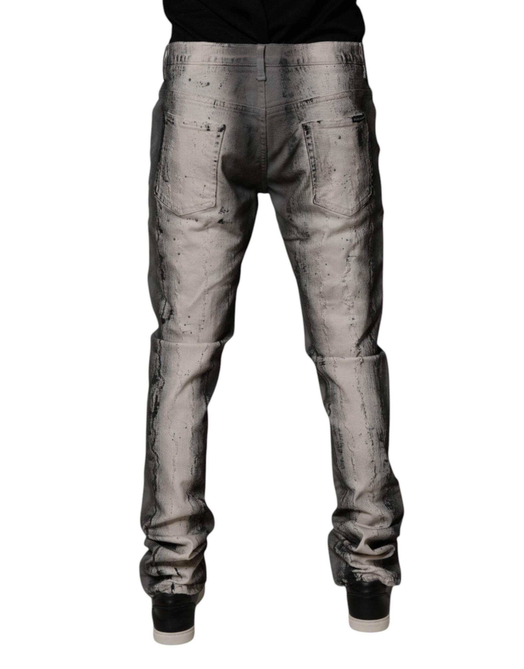 Dolce & Gabbana Gray Tie Dye Cotton Skinny Men Denim Jeans - Hilstor