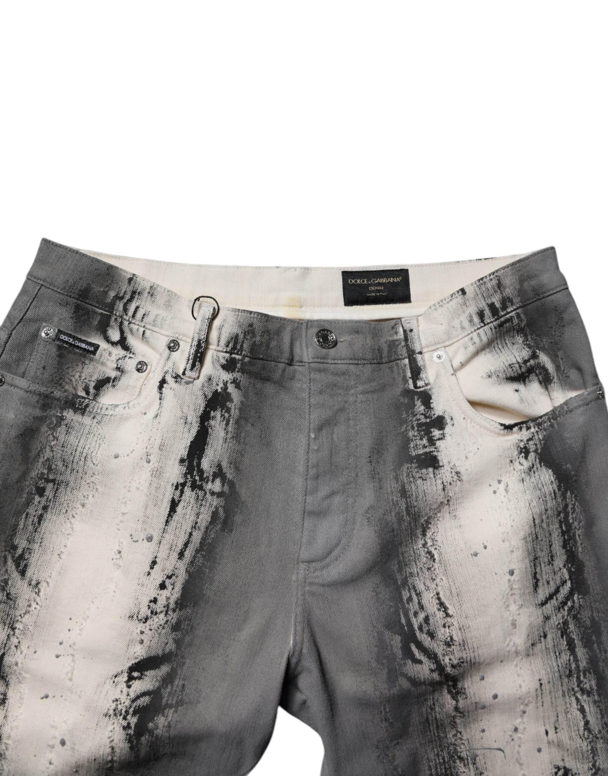 Dolce & Gabbana Gray Tie Dye Cotton Skinny Men Denim Jeans - Hilstor