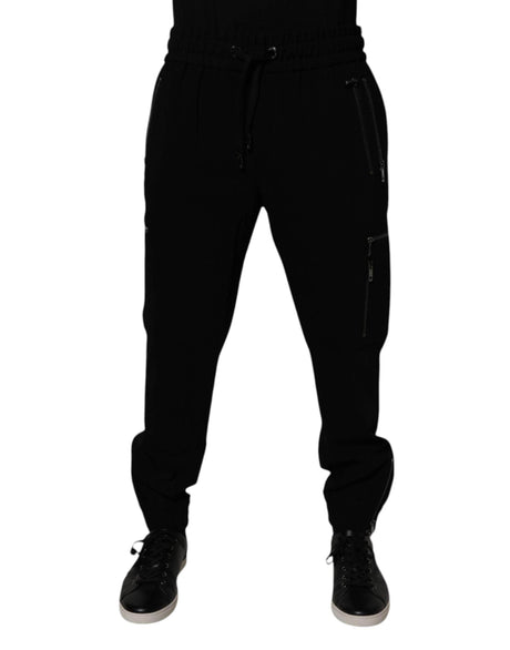 Dolce & Gabbana Black Wool Stretch Jogger Pants - Hilstor