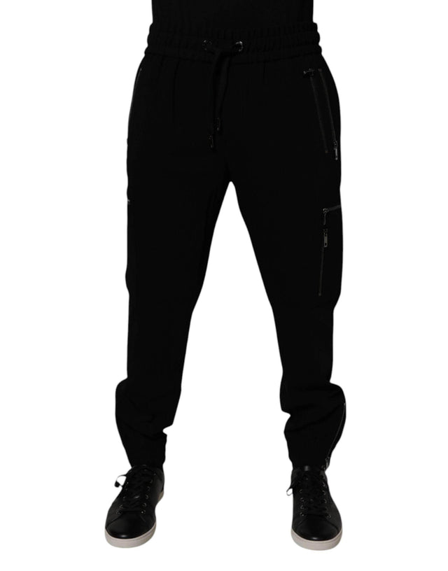 Dolce & Gabbana Black Wool Stretch Jogger Pants - Hilstor