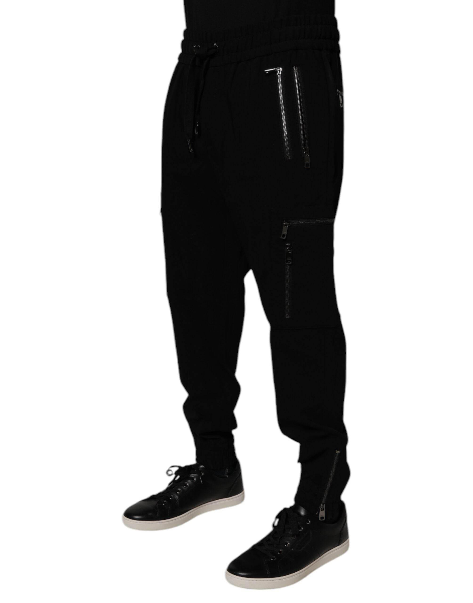 Dolce & Gabbana Black Wool Stretch Jogger Pants - Hilstor