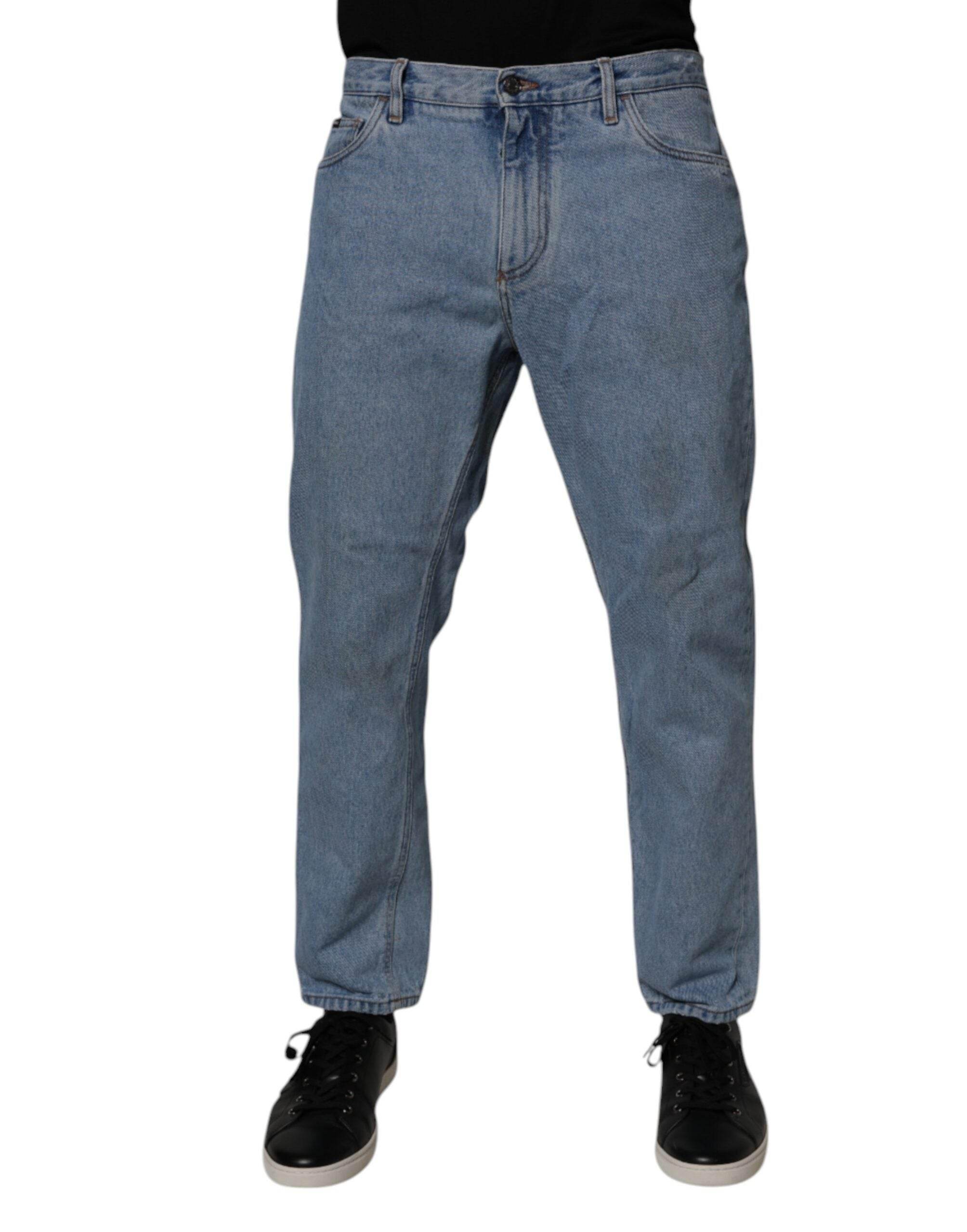 Dolce & Gabbana Blue Cotton Skinny Men Denim Mid Waist Jeans - Hilstor