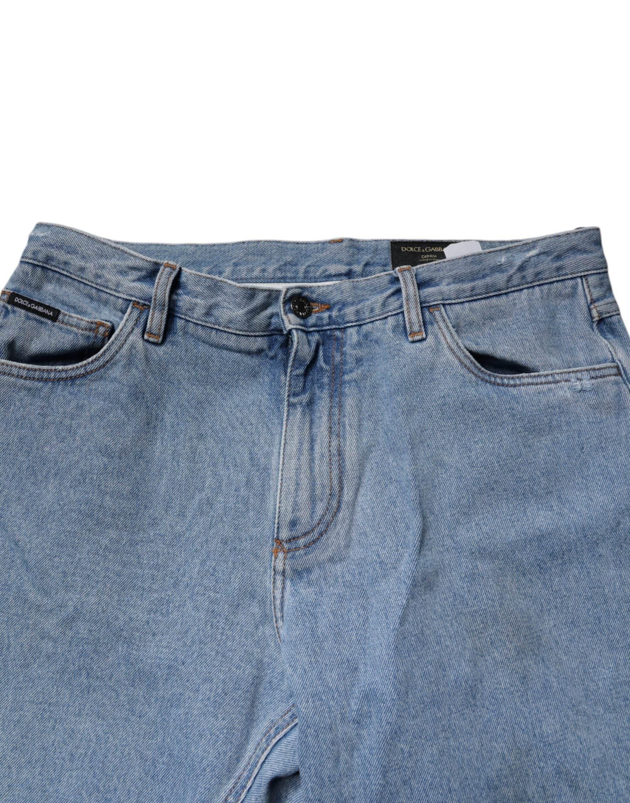 Dolce & Gabbana Blue Cotton Skinny Men Denim Mid Waist Jeans - Hilstor