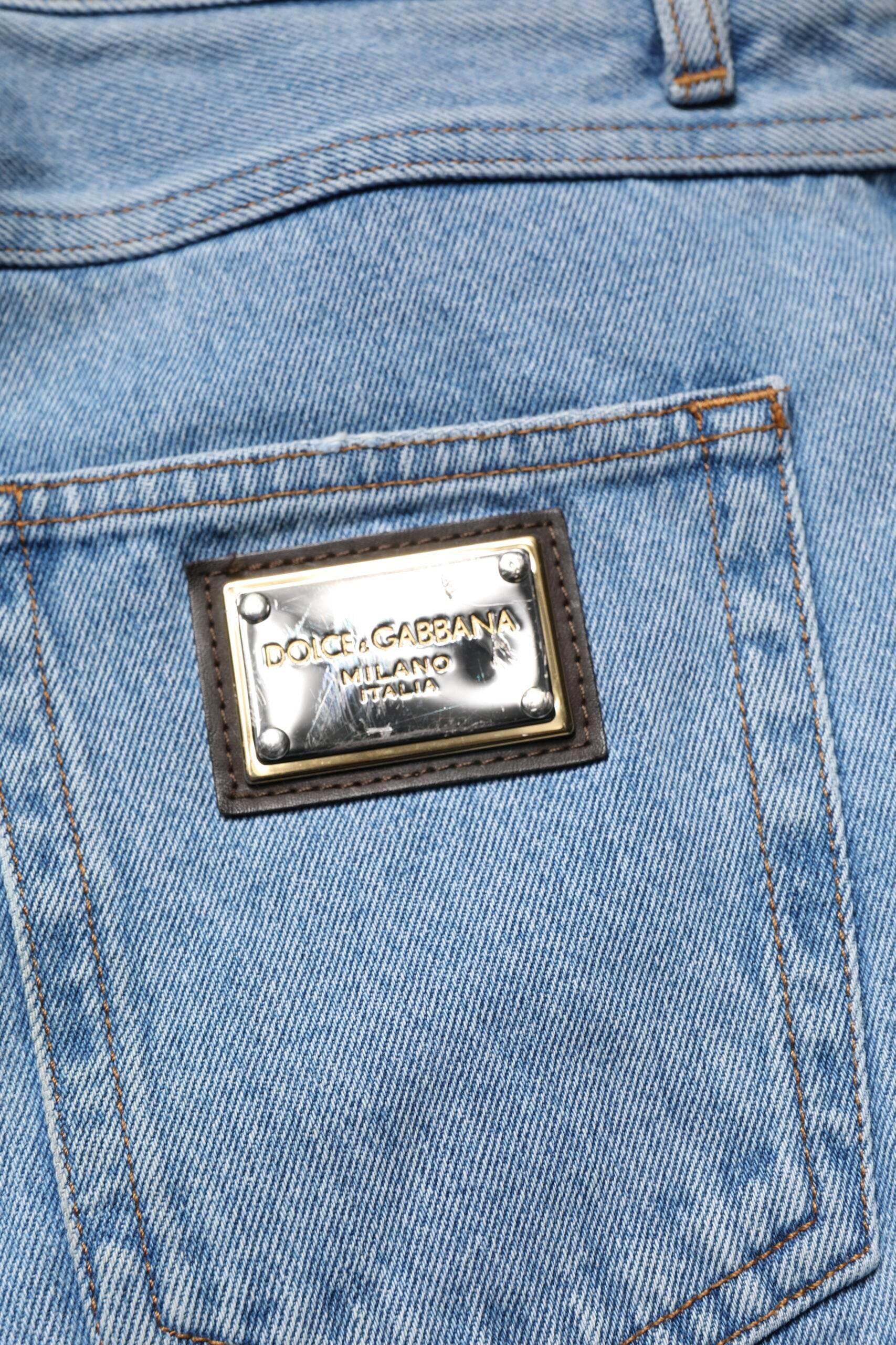 Dolce & Gabbana Blue Cotton Skinny Men Denim Mid Waist Jeans - Hilstor