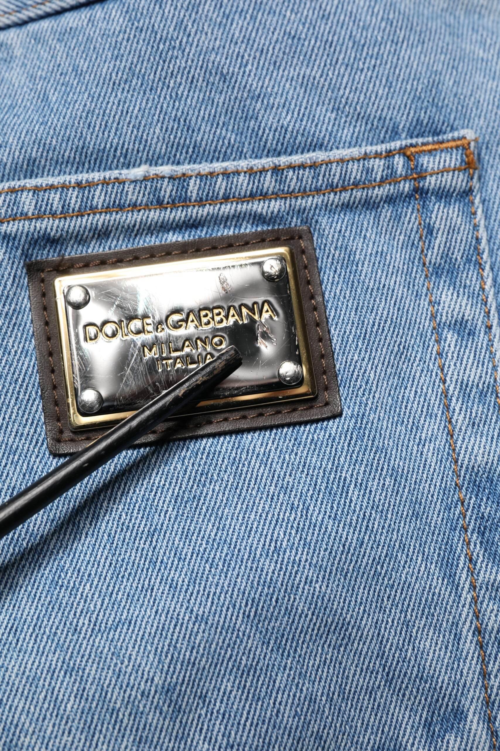 Dolce & Gabbana Blue Cotton Skinny Men Denim Mid Waist Jeans - Hilstor