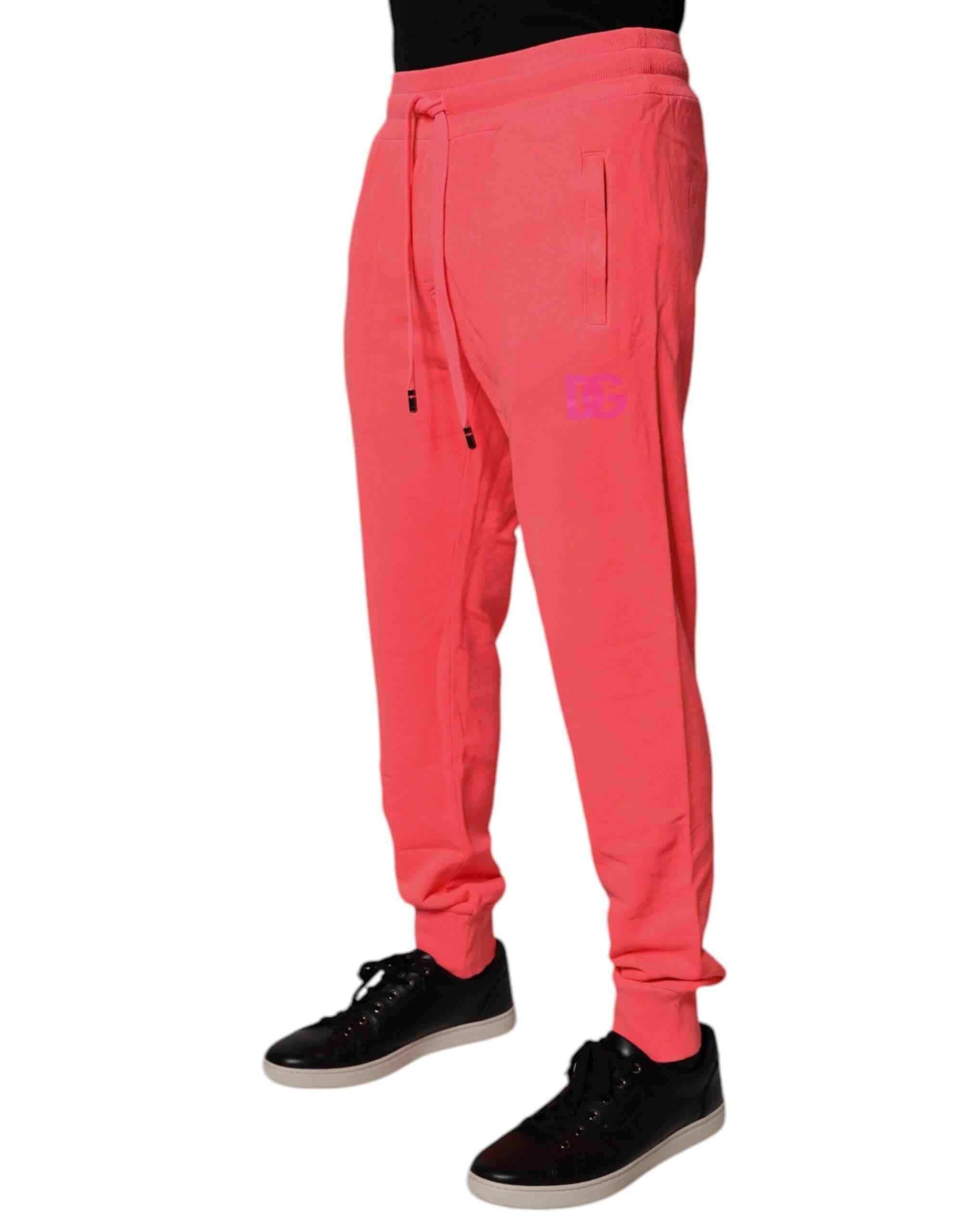Dolce & Gabbana Neon Red Cotton Jogger Men Sweatpants Pants - Hilstor