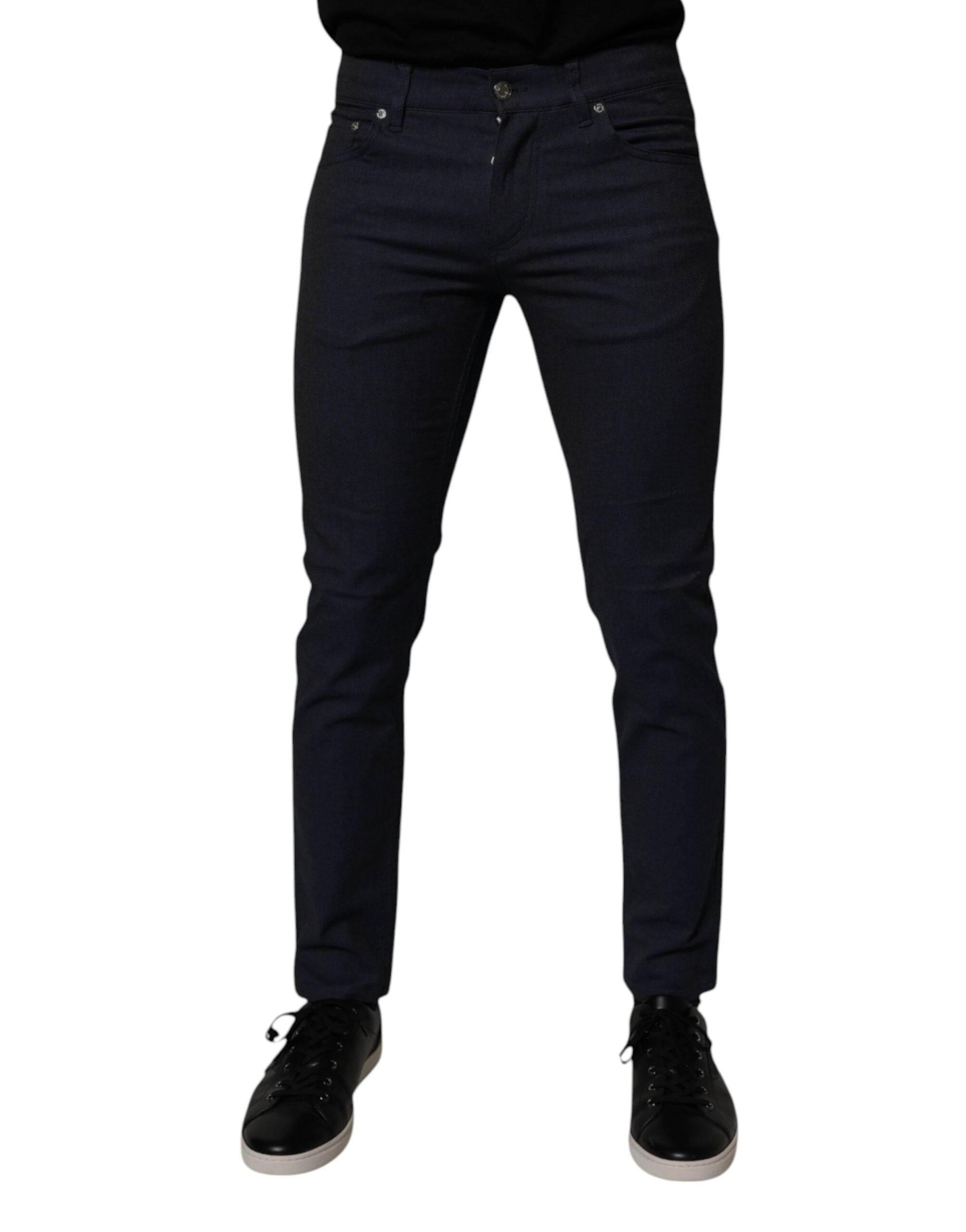 Dolce & Gabbana Dark Blue Cotton Stretch Skinny Denim Jeans - Hilstor
