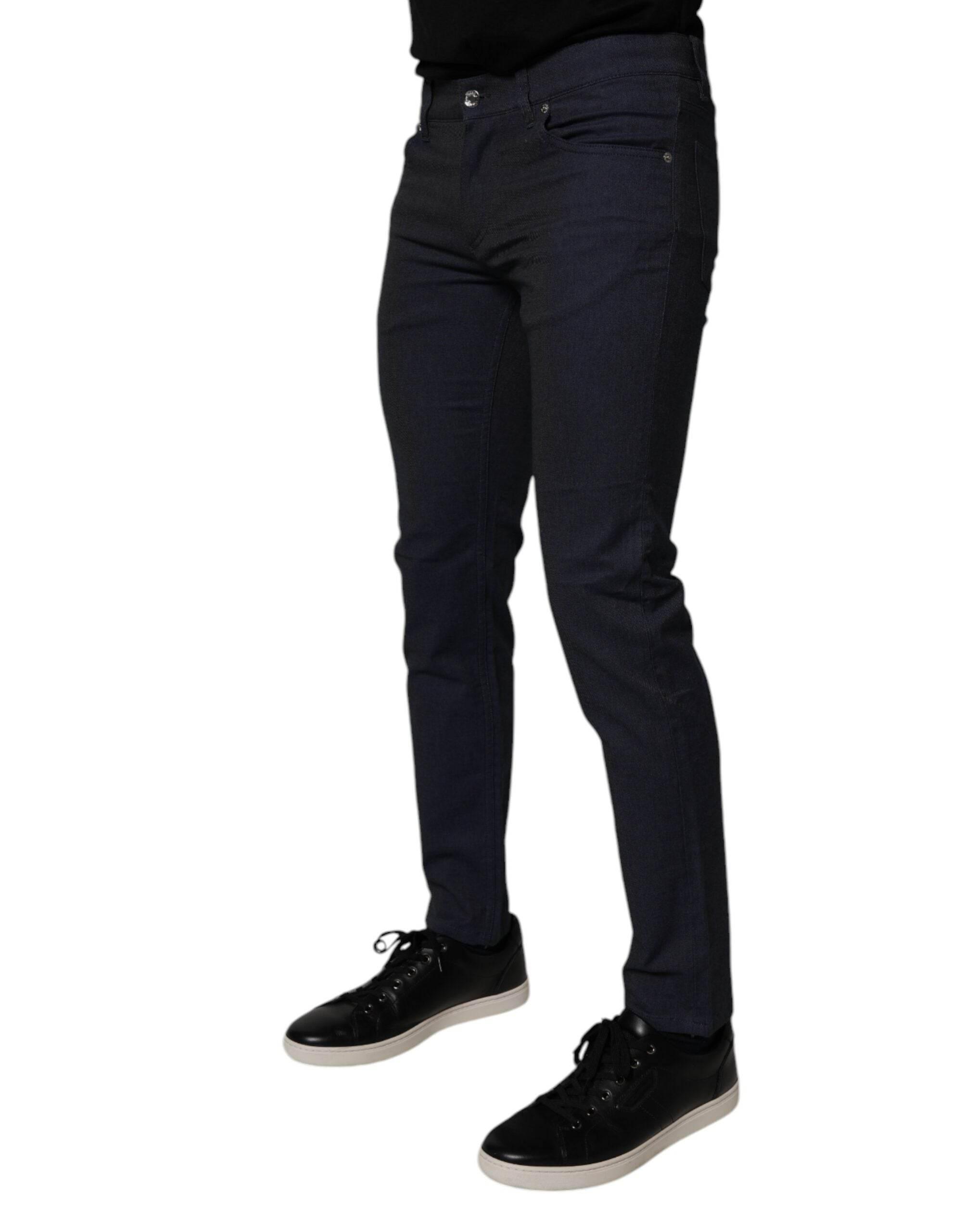 Dolce & Gabbana Dark Blue Cotton Stretch Skinny Denim Jeans - Hilstor