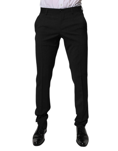 Dolce & Gabbana Black Polyester Tapered Formal Men Dress Pants - Hilstor