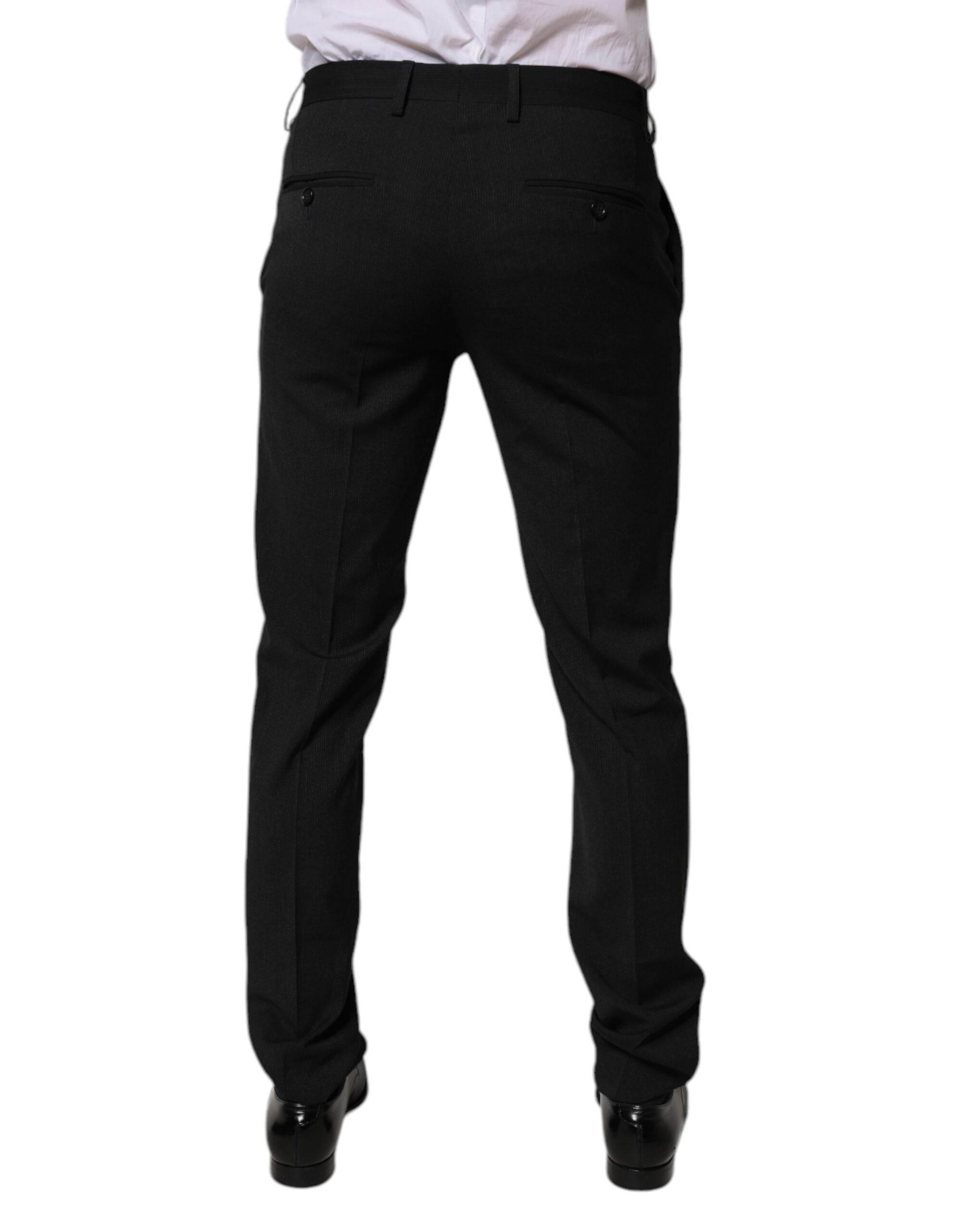 Dolce & Gabbana Black Polyester Tapered Formal Men Dress Pants - Hilstor