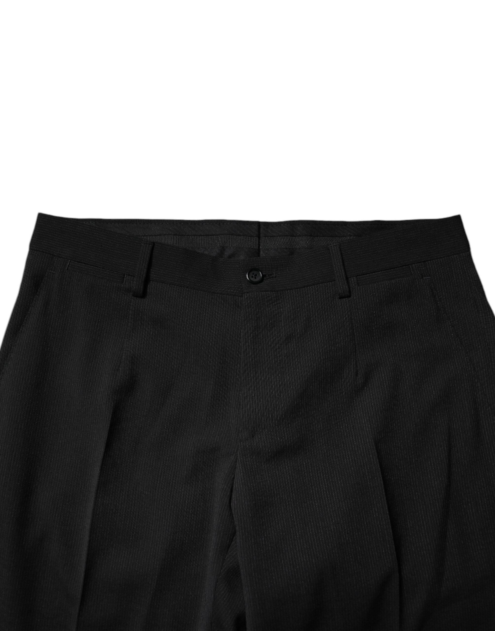 Dolce & Gabbana Black Polyester Tapered Formal Men Dress Pants - Hilstor