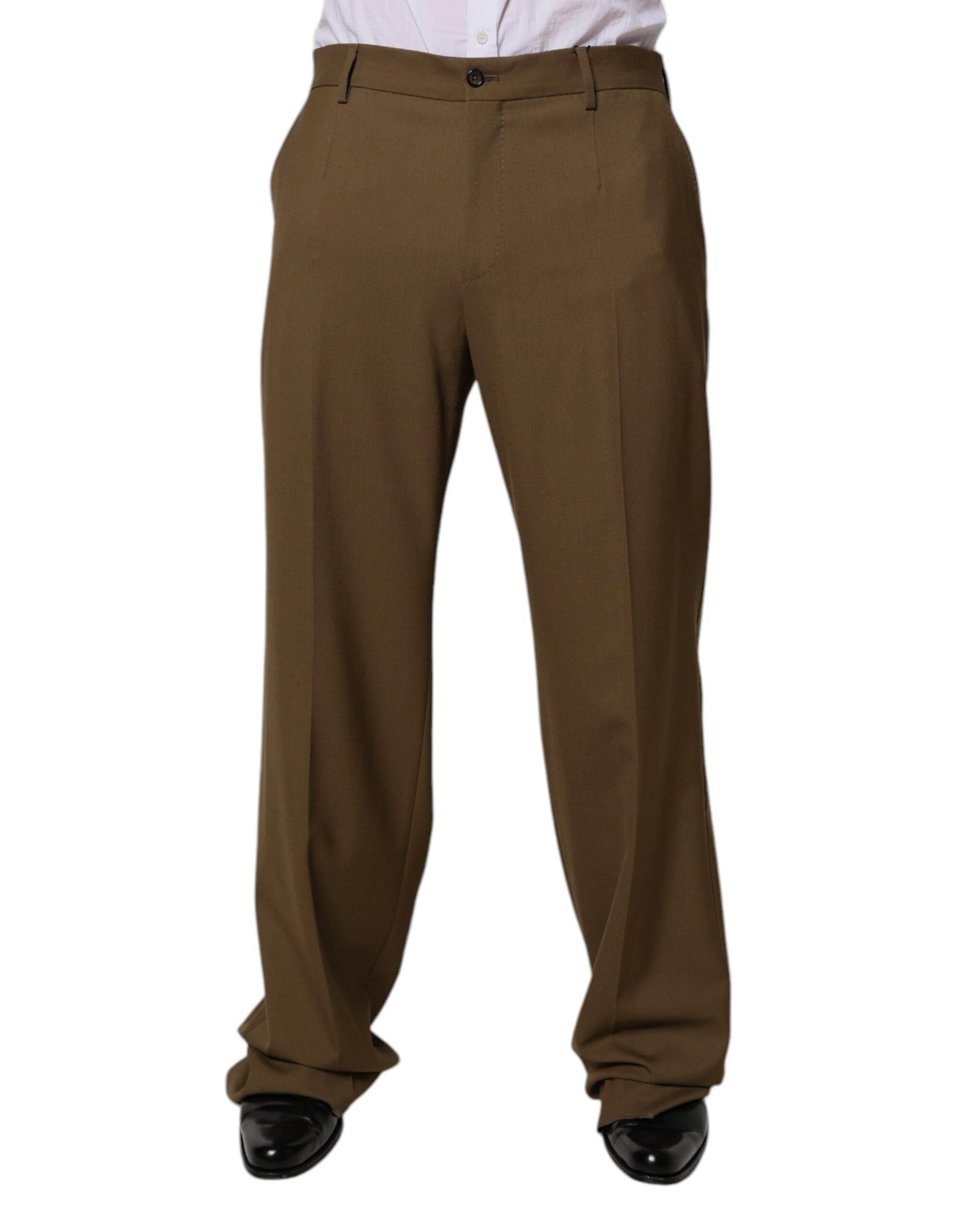 Dolce & Gabbana Brown Wool Straight Formal Dress Pants - Hilstor
