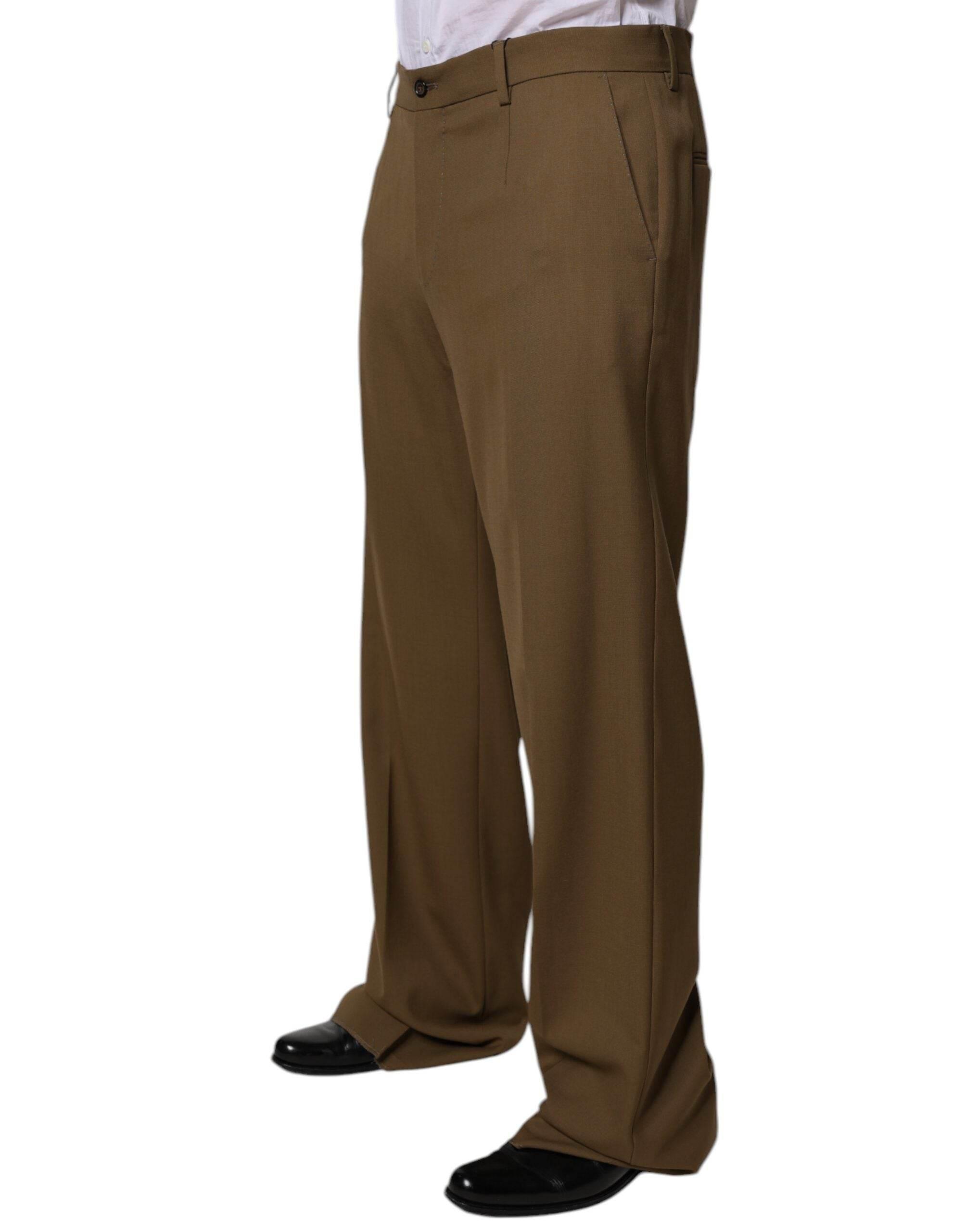 Dolce & Gabbana Brown Wool Straight Formal Dress Pants - Hilstor