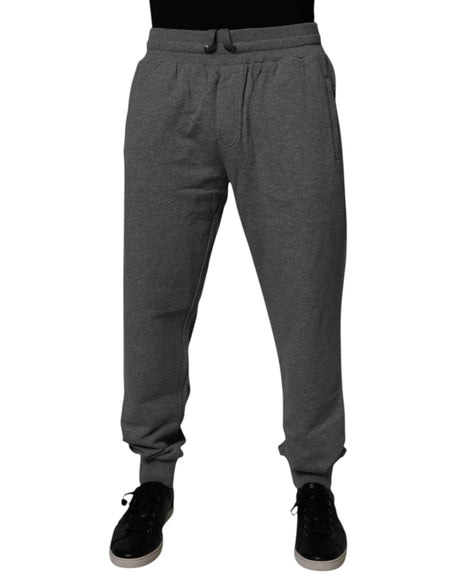 Dolce & Gabbana Gray Logo Cotton Jogger Men Sweatpants Pants - Hilstor