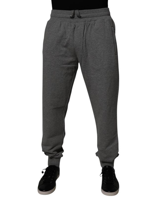 Dolce & Gabbana Gray Logo Cotton Jogger Men Sweatpants Pants - Hilstor