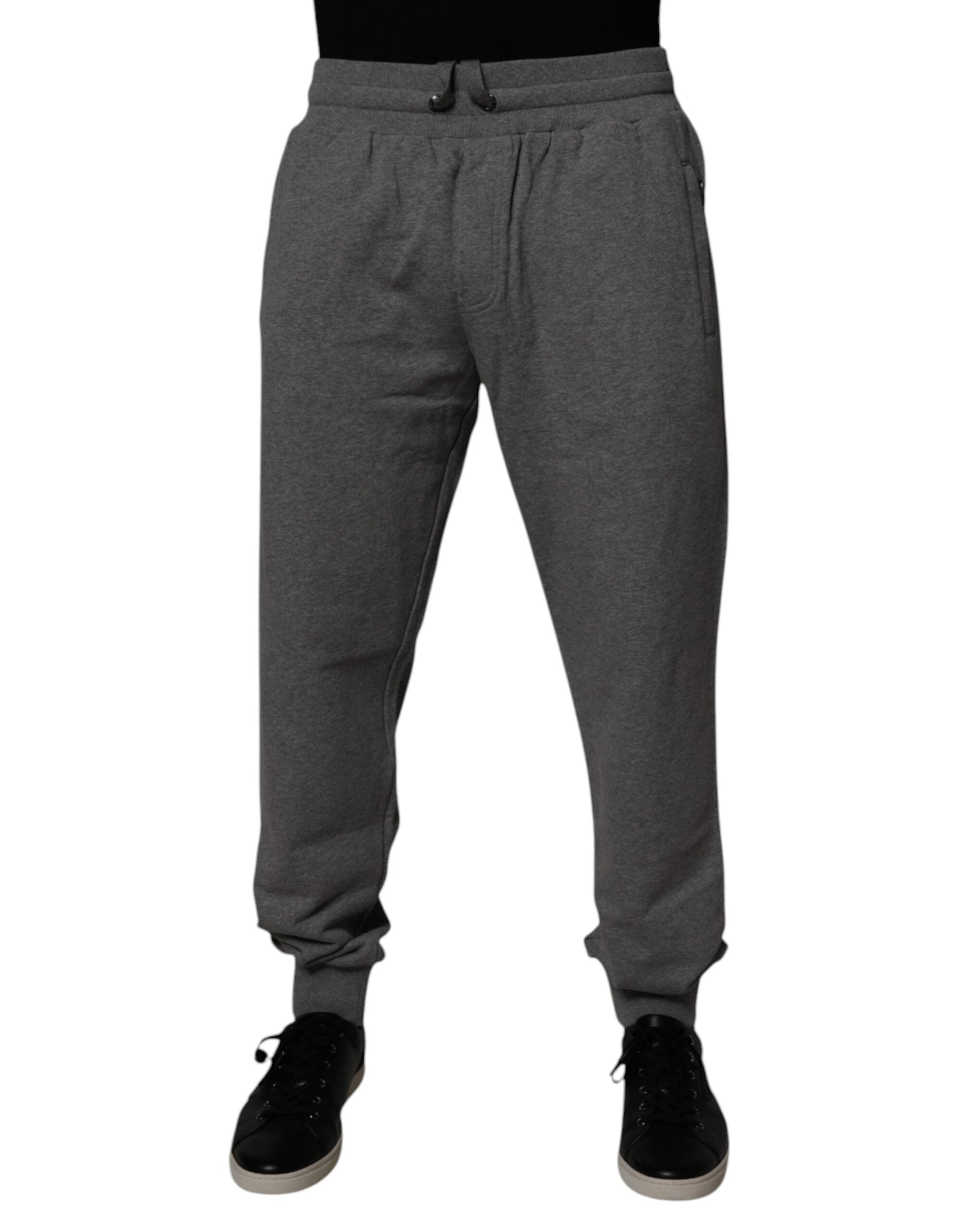 Dolce &amp; Gabbana Grå Logo Bomuld Jogger Mænd Joggingbukser Bukser