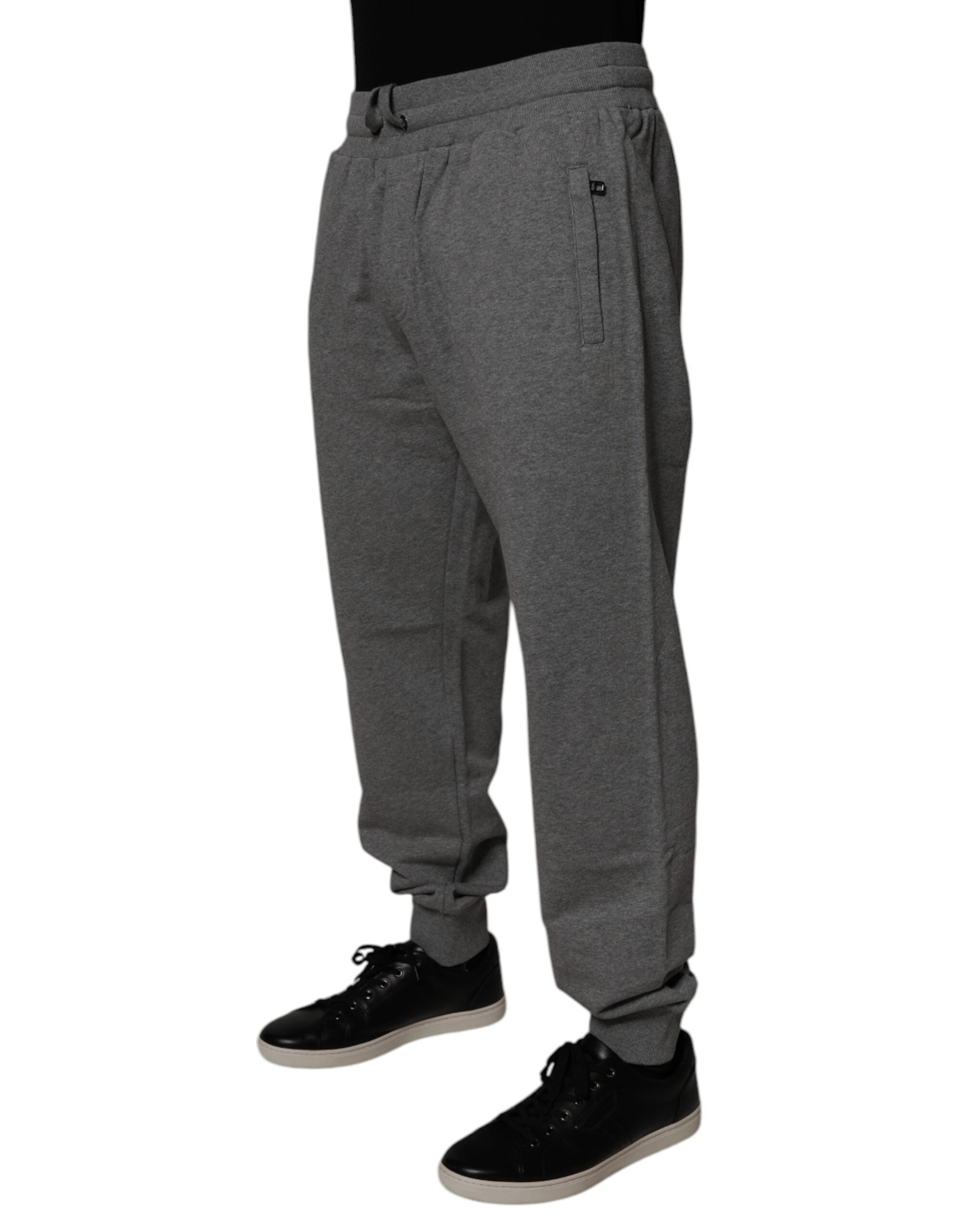 Dolce &amp; Gabbana Grå Logo Bomuld Jogger Mænd Joggingbukser Bukser