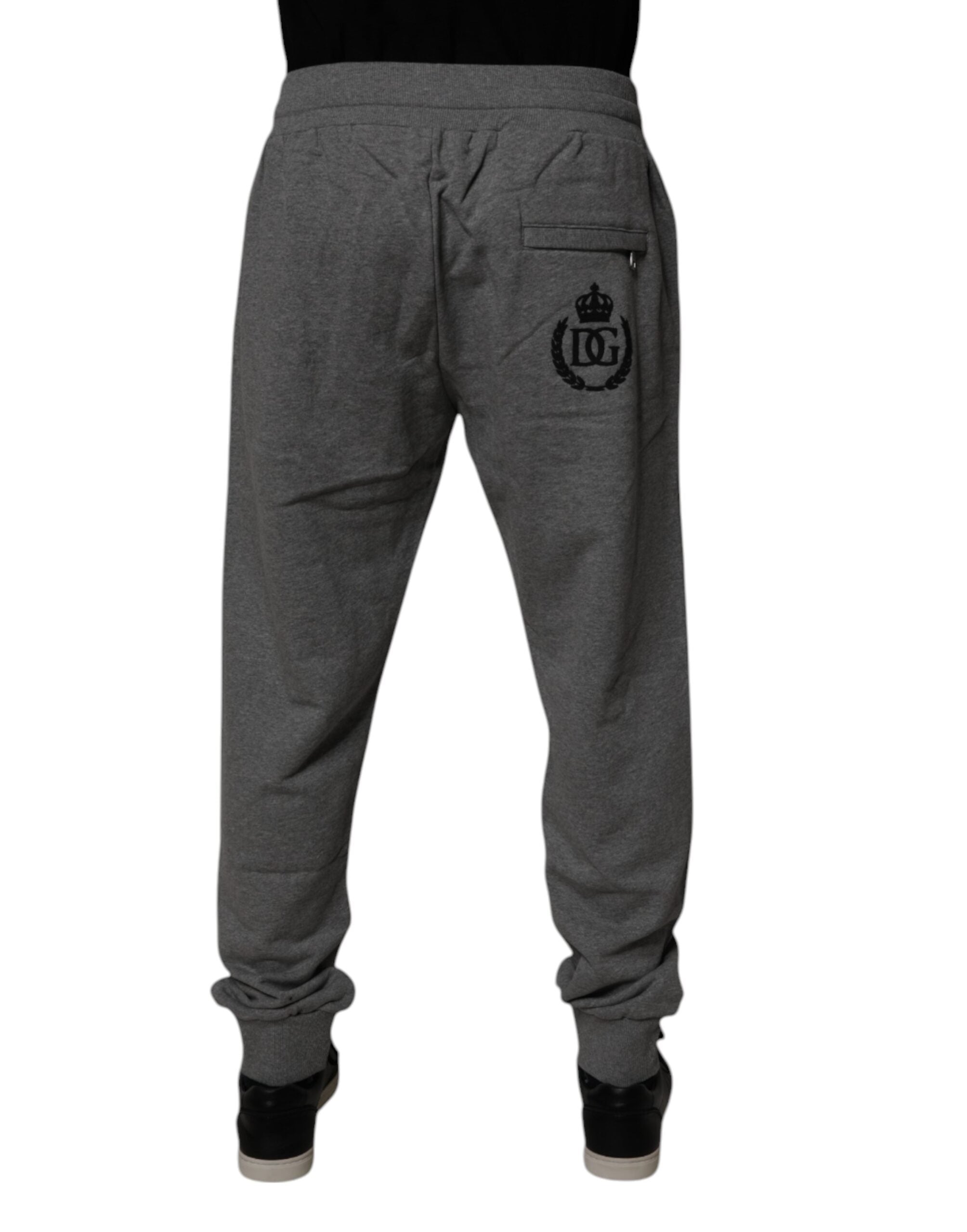 Dolce &amp; Gabbana Grå Logo Bomuld Jogger Mænd Joggingbukser Bukser