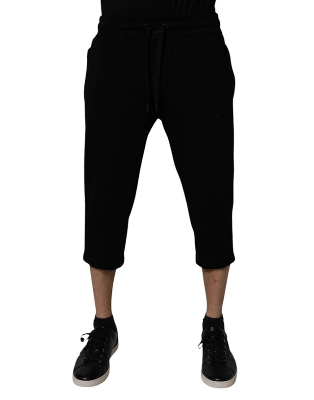 Dolce & Gabbana Black Cotton Blend Cropped Sweatpants Pants - Hilstor