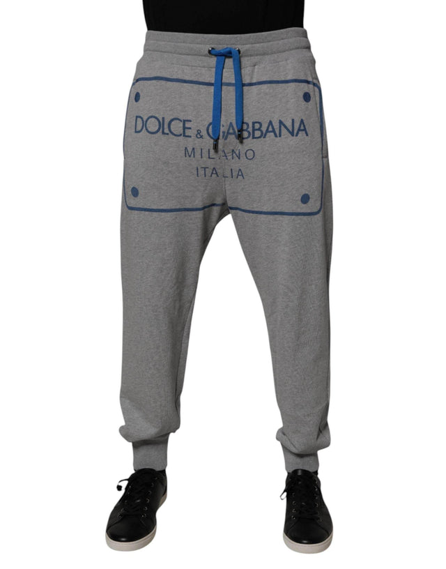 Dolce & Gabbana Gray Logo Cotton Men Jogger Sweatpants Pants - Hilstor