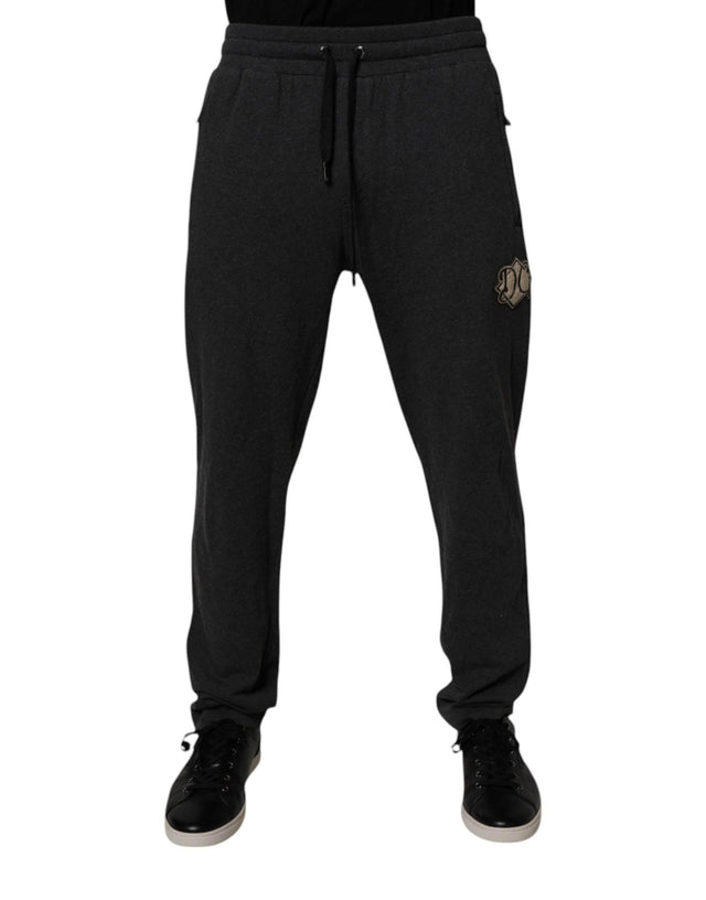 Dolce & Gabbana Dark Gray Logo Cotton Jogger Sweatpants Pants - Hilstor