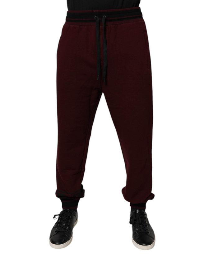Dolce & Gabbana Bordeaux Cotton Jogger Men Sweatpants Pants - Hilstor